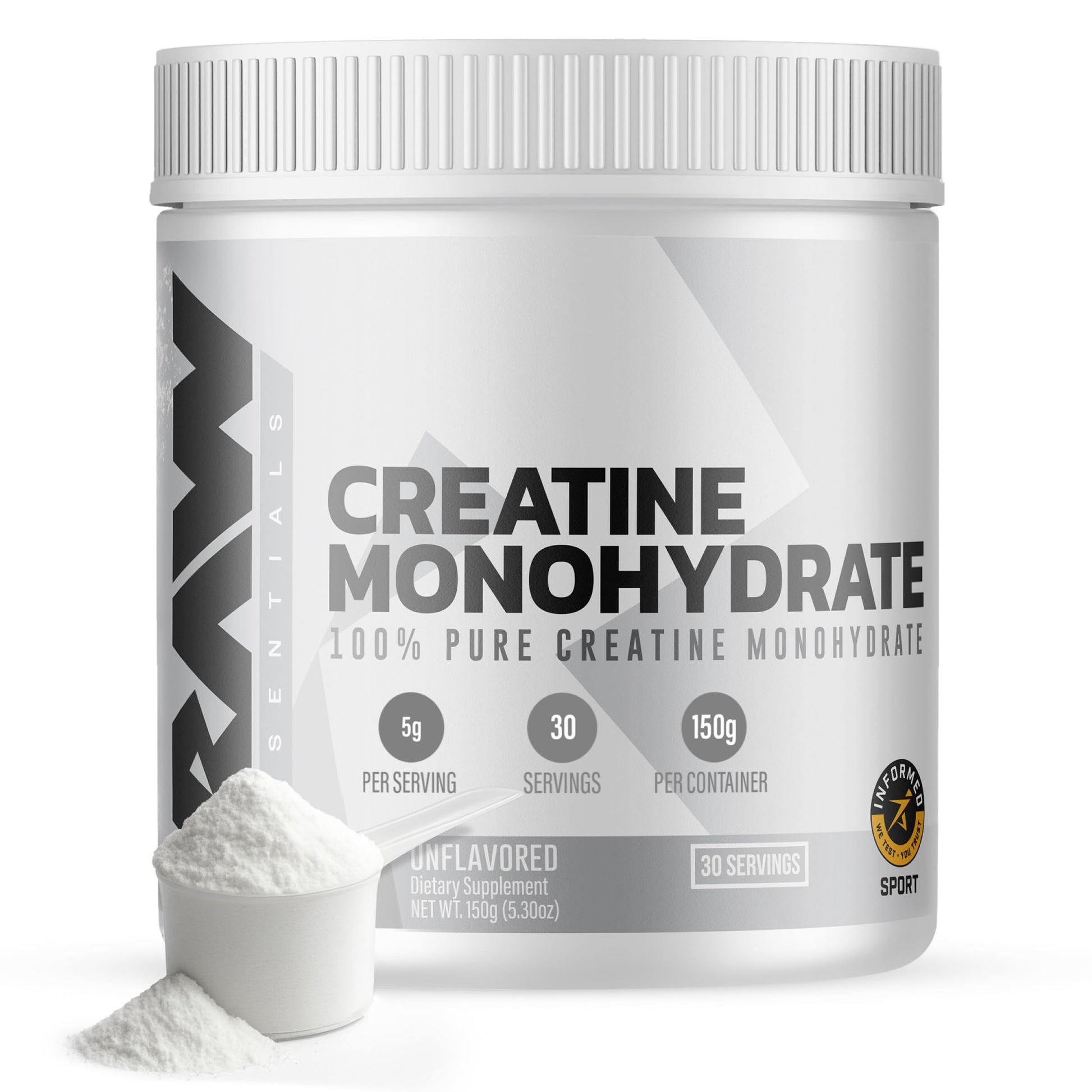 RAW Creatine Monohydrate Powder Unflavored, 5.3 Ounces