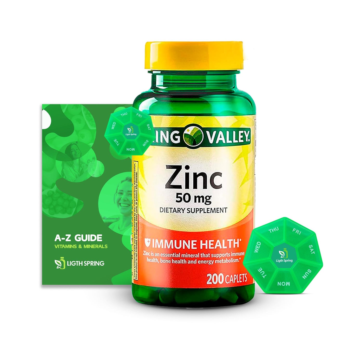 LightSpring Zinc Supplement 50mg Caplets, 200 Count