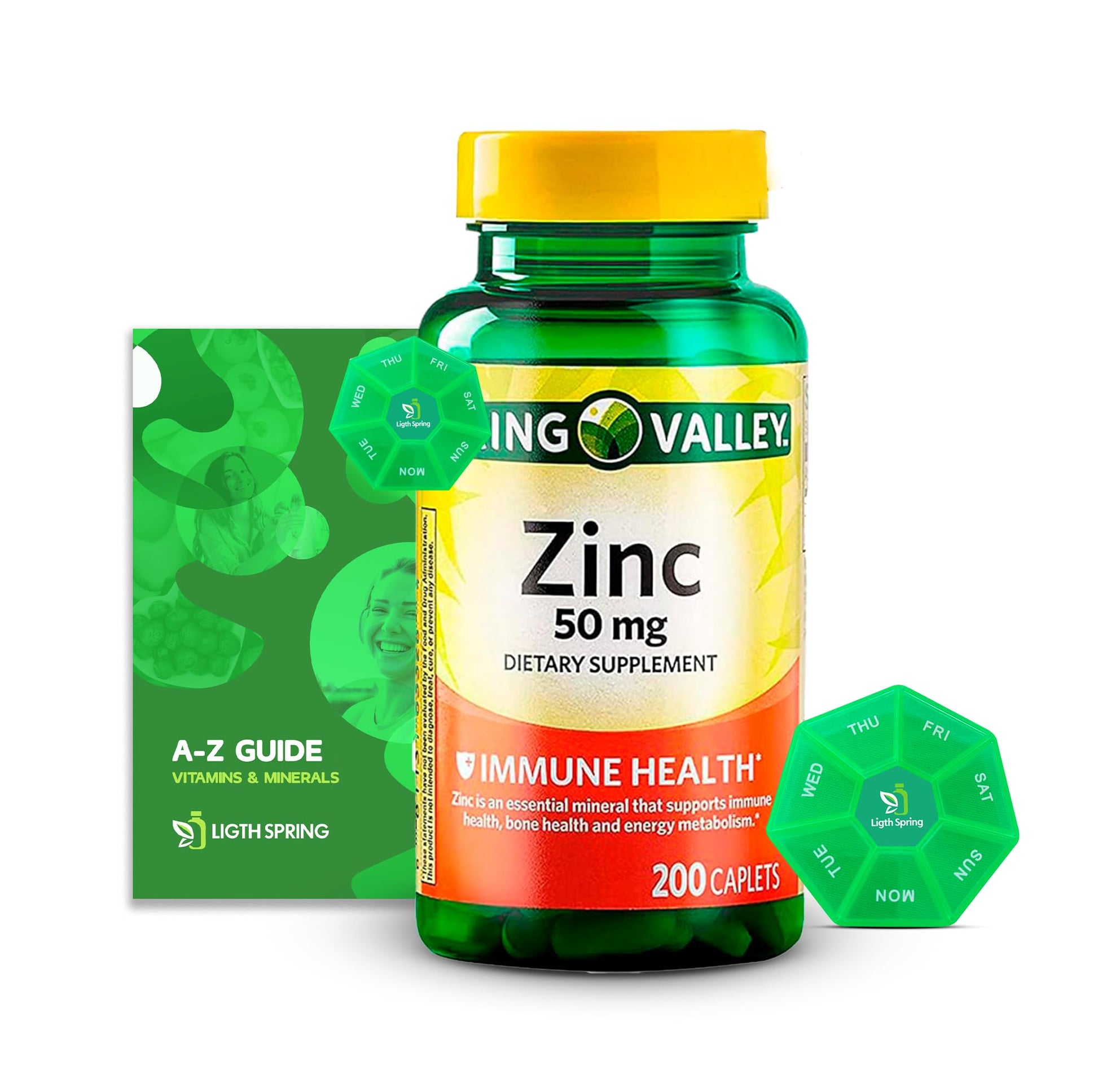 LightSpring Zinc Supplement 50mg Caplets, 200 Count
