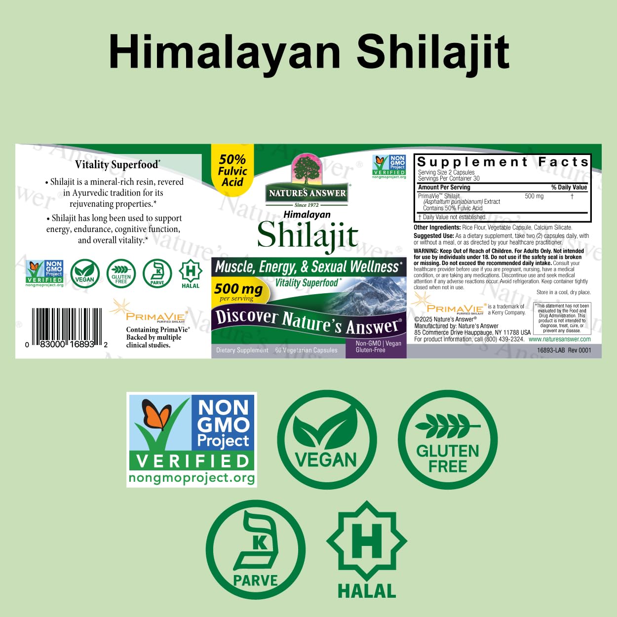 Nature's Answer Himalayan Shilajit Capsules 60 Count