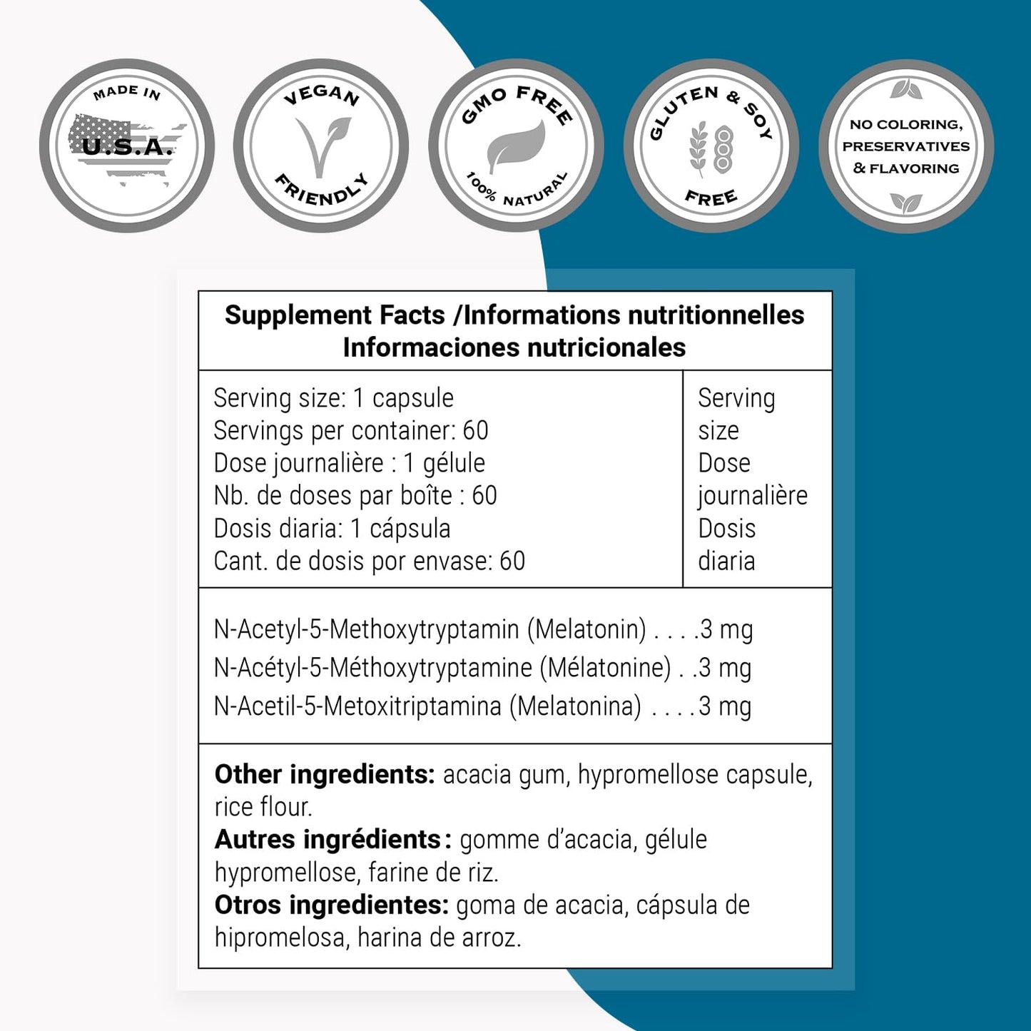 Supersmart Time Released Melatonin 3 mg Tablets, 60 Count