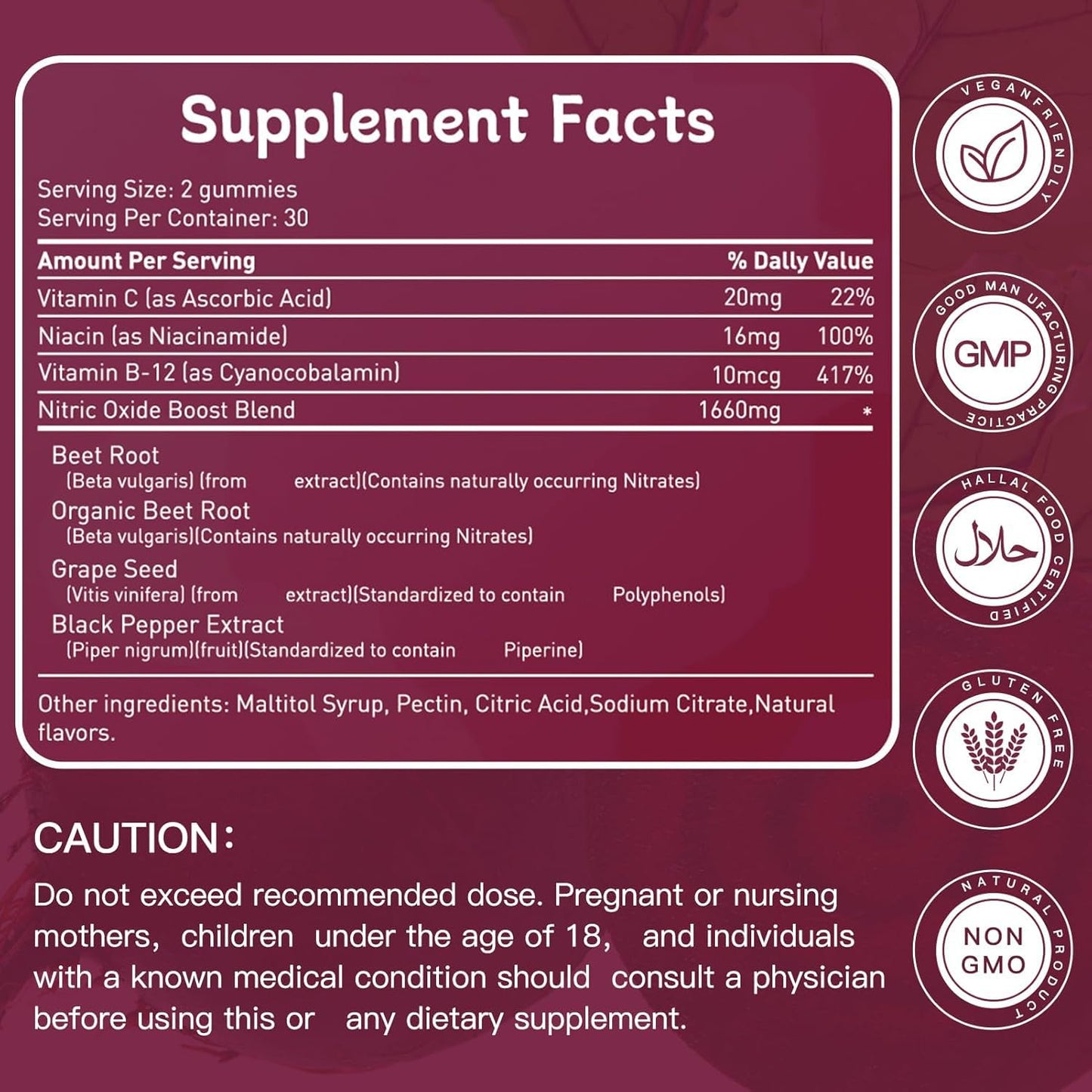 Newpie Nitric Oxide Beet Root Capsules with Grape Seed, Vitamin C & B12 for Endurance, Performance & Recovery, 60 Count