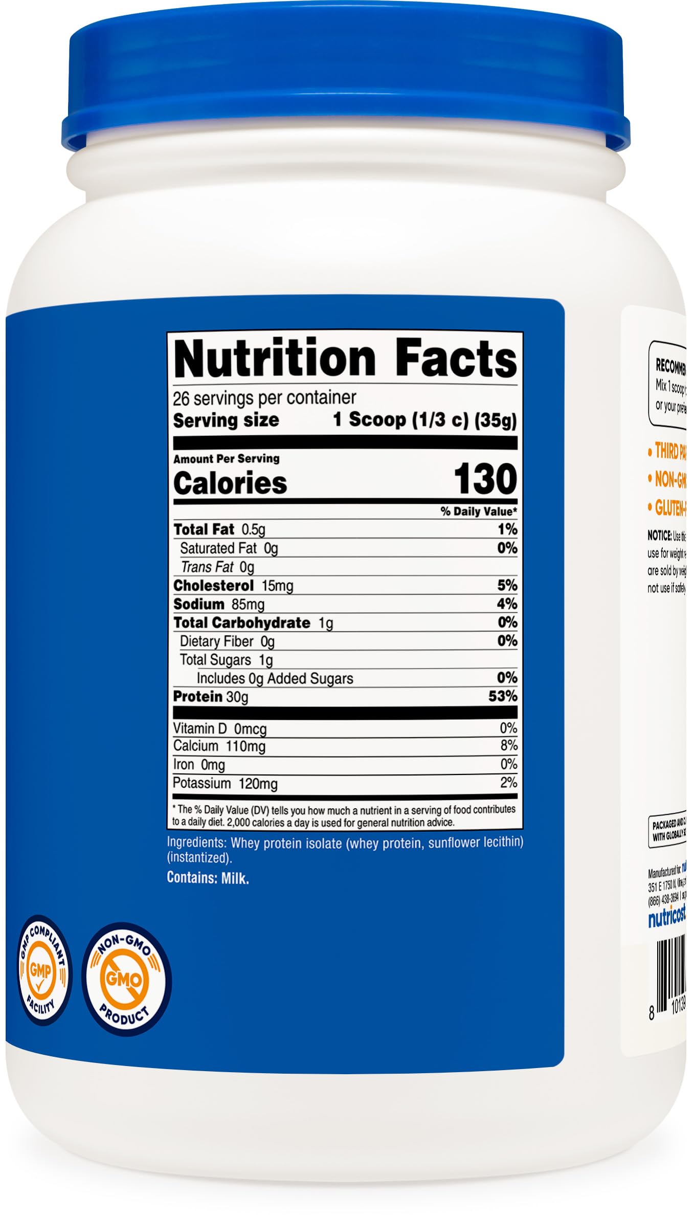 Nutricost Whey Protein Isolate Powder 32 Servings