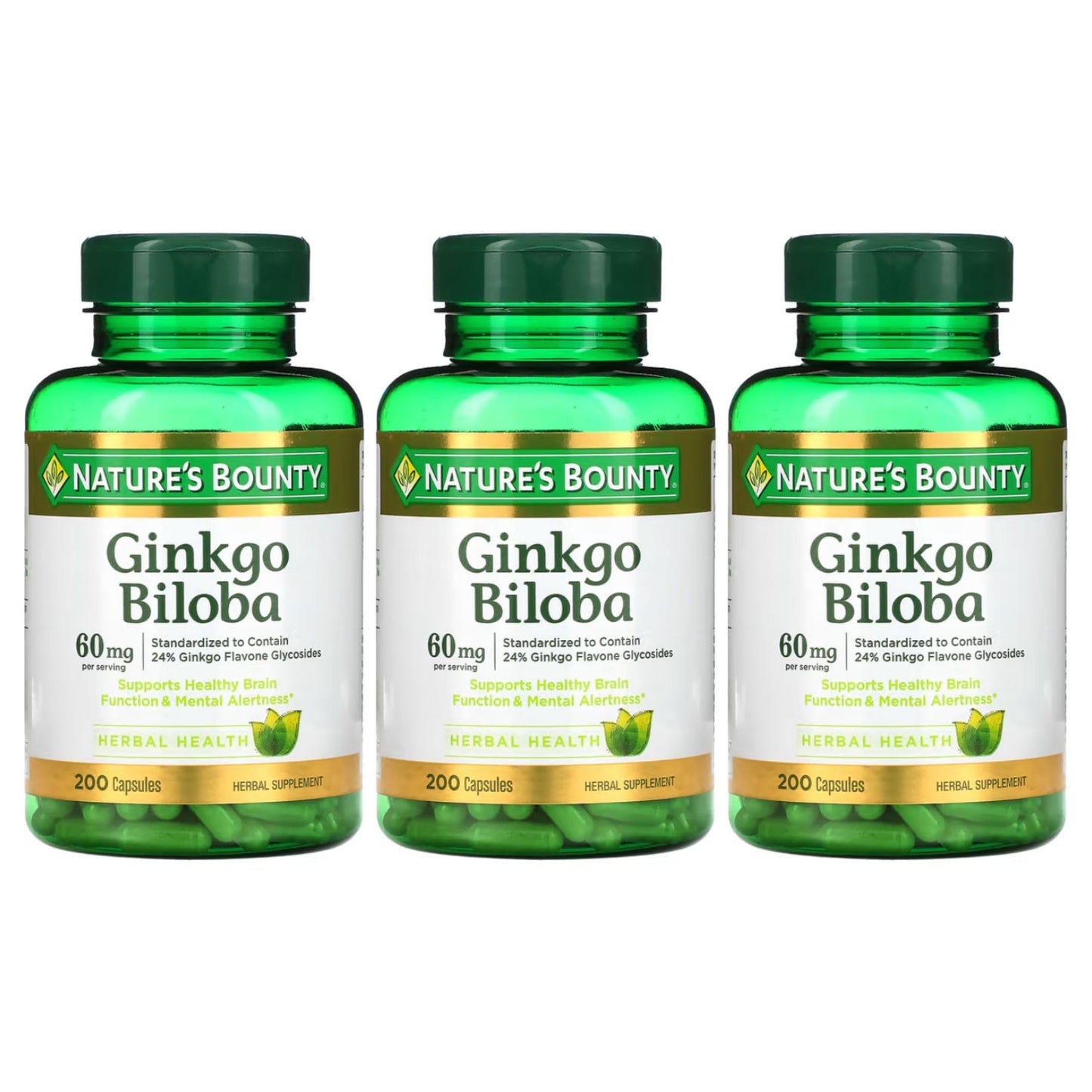 Nature's Bounty Ginkgo Biloba 60mg Capsules 600 Capsules