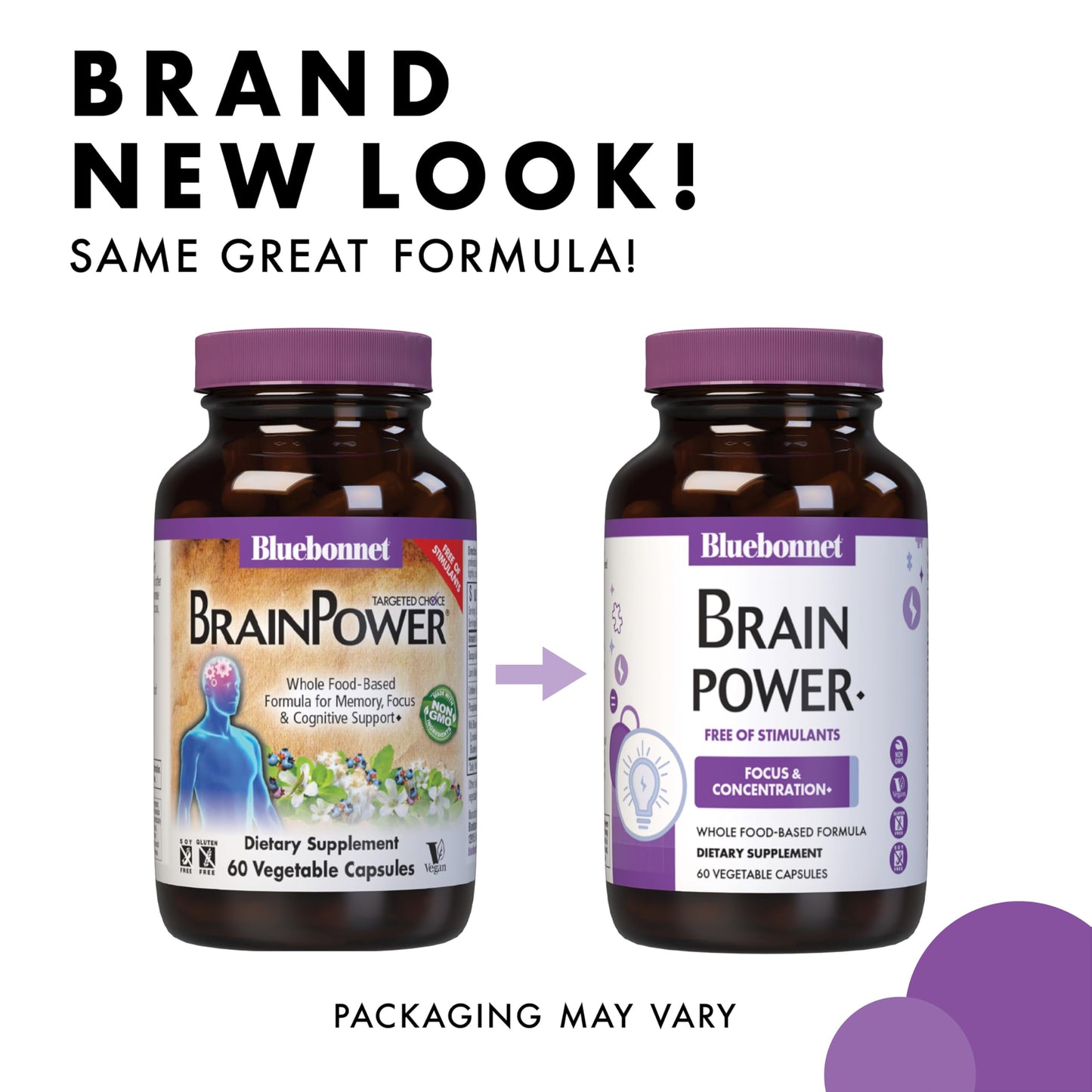 BlueBonnet BrainPower Whole Food-Based Nootropic Blend 30 Capsules
