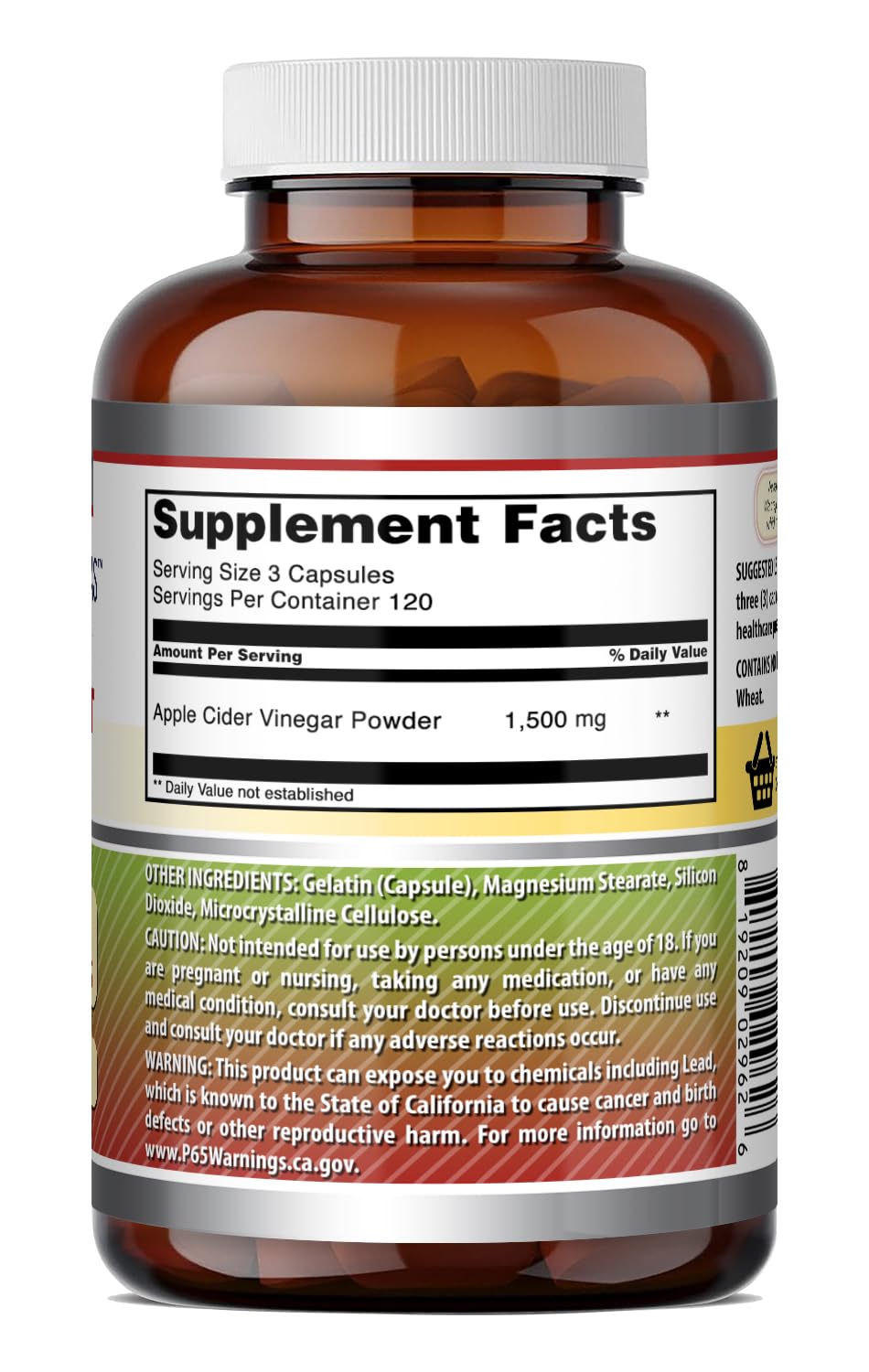Amazing Nutrition Apple Cider Vinegar 1500 mg Per Serving Supplement Capsules, 360
