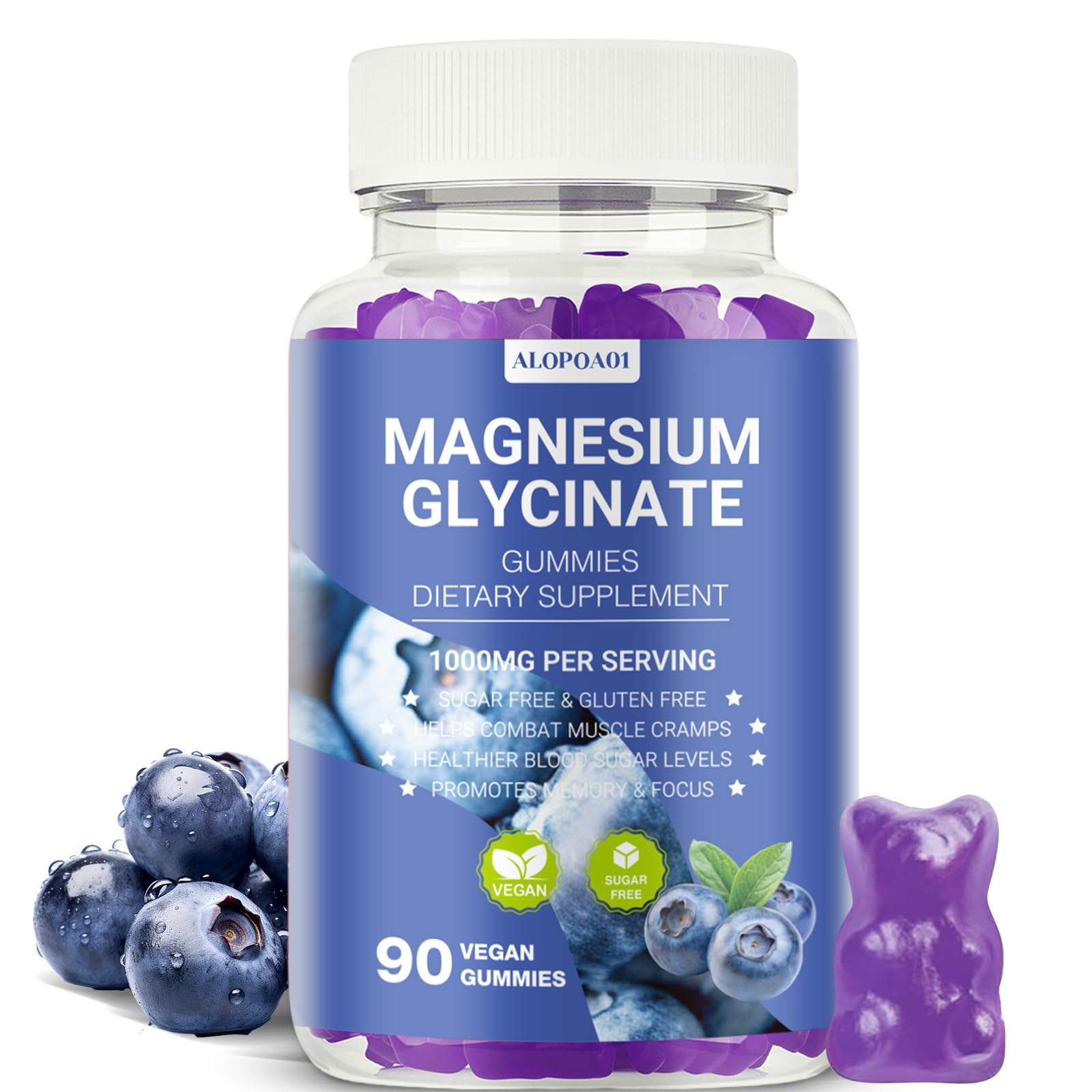 ALOPOA01 Magnesium Glycinate Gummies 1000mg, 90 Count