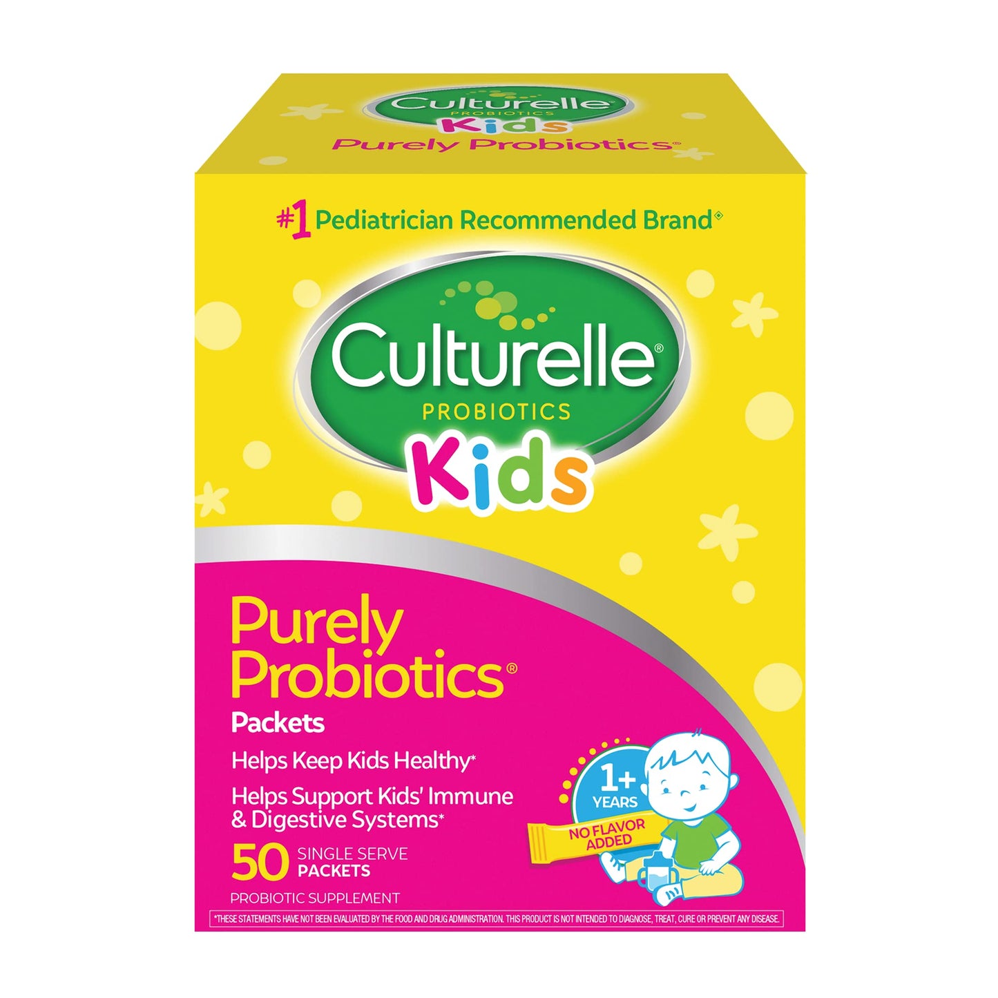 Culturelle Kids Daily Probiotic Packets for Kids, (Ages 3+) Powder 50 Count