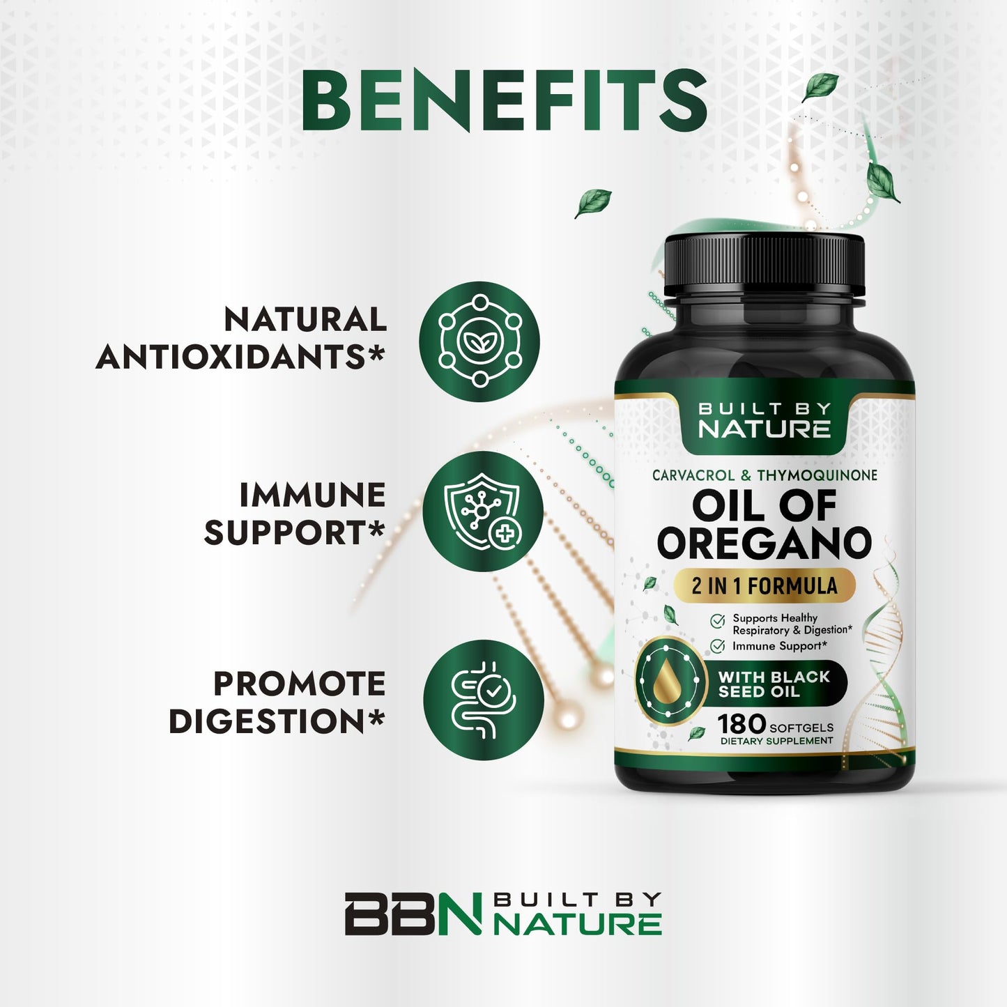 Built by Nature Oil of Oregano with Black Seed Oil Softgels, 180 Count