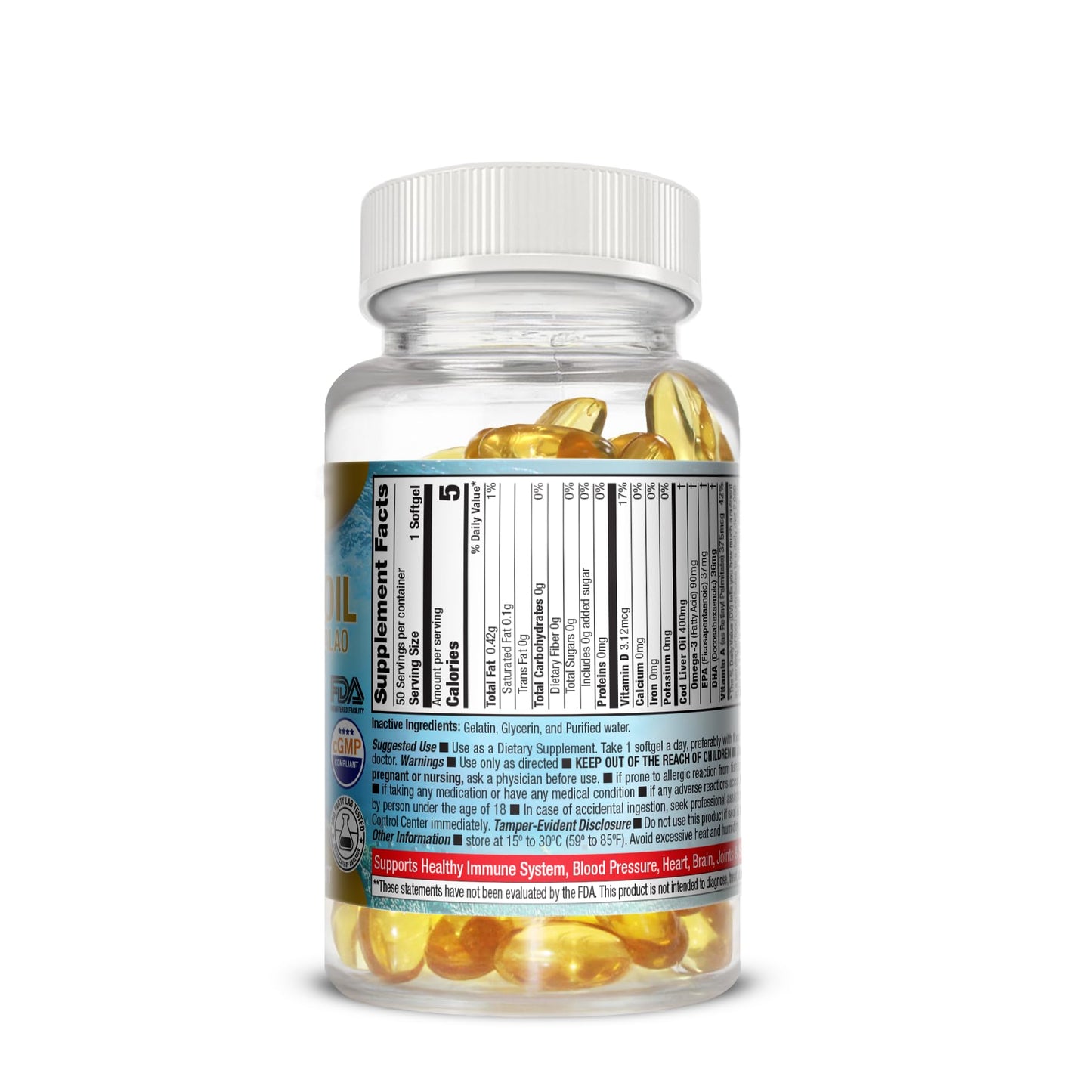 Germa Cod Liver Oil Capsules, Pure Norwegian, 50 Capsules