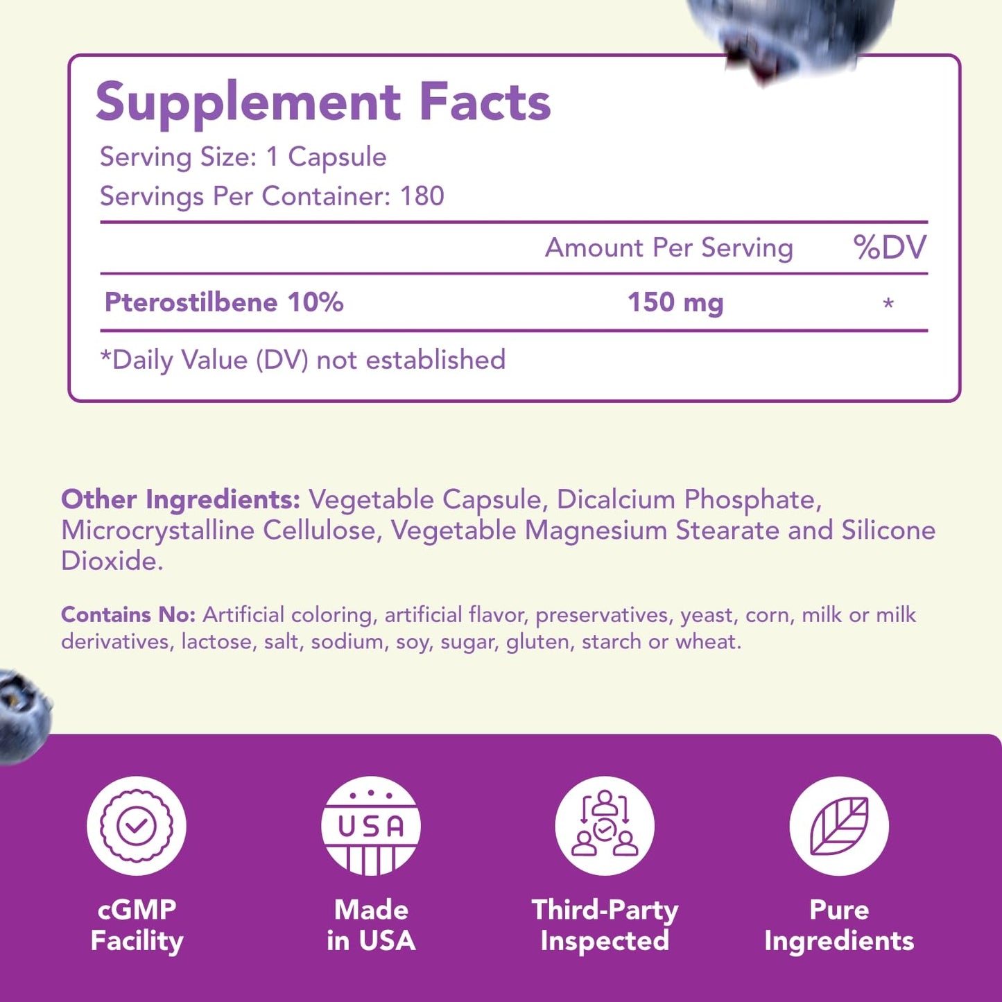 HealthyWayRx Pterostilbene Supplement 150mg Capsule, 180 Count