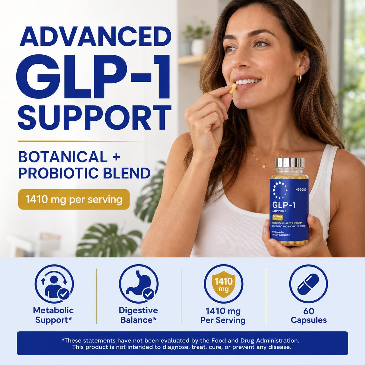 KGGCDD GLP-1 Support Supplement, Daily Metabolic and Gut Support, 62 Capsules