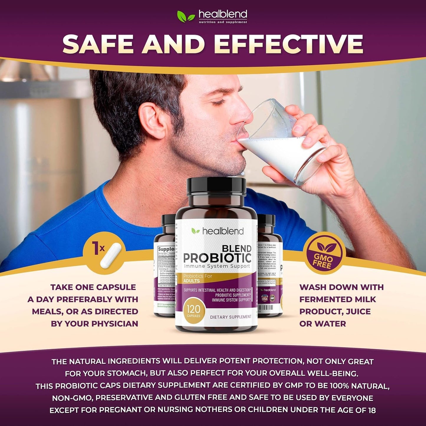 healblend Probiotic Dietary Supplement Capsule 120 Count