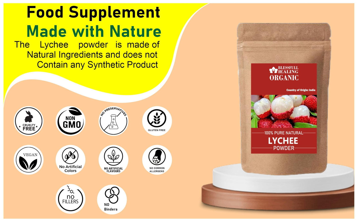 Blessfull Healing Organic Lychee Powder, 10.58 oz