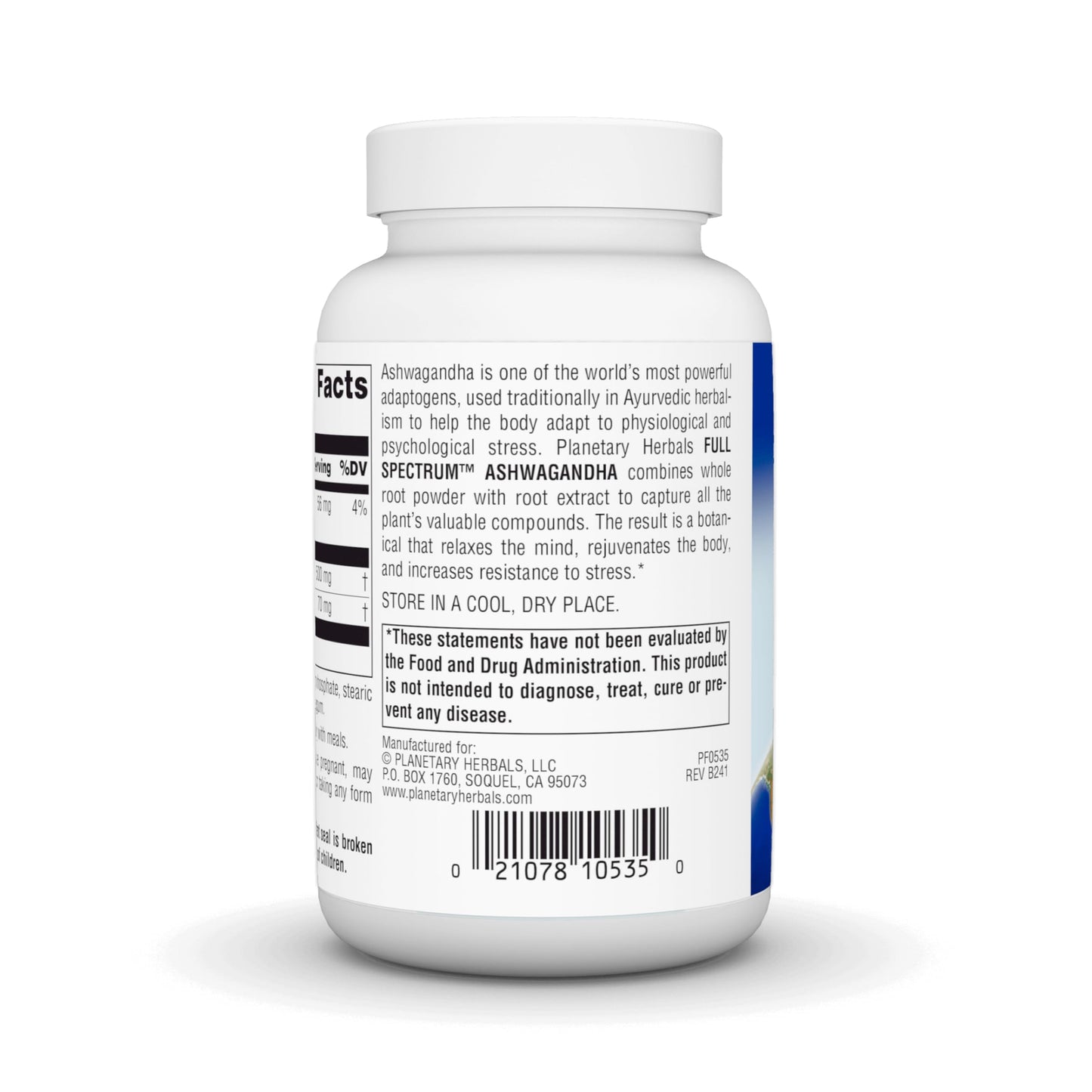 Planetary Herbals Ashwagandha Full Spectrum 570 mg Rejuvenating Tonifier 120 Tablets
