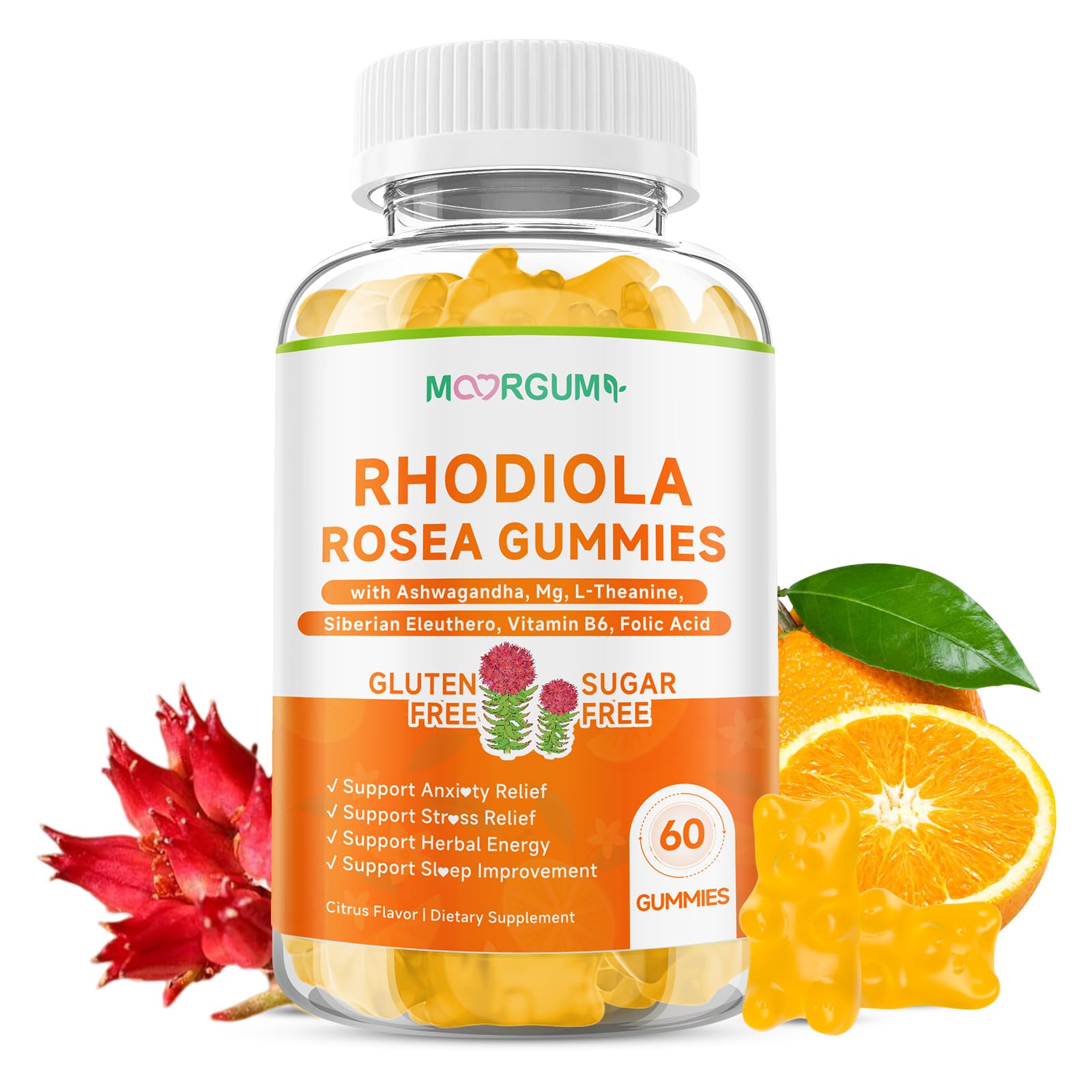 MOORGUMY Rhodiola Rosea Gummies, 60 Count