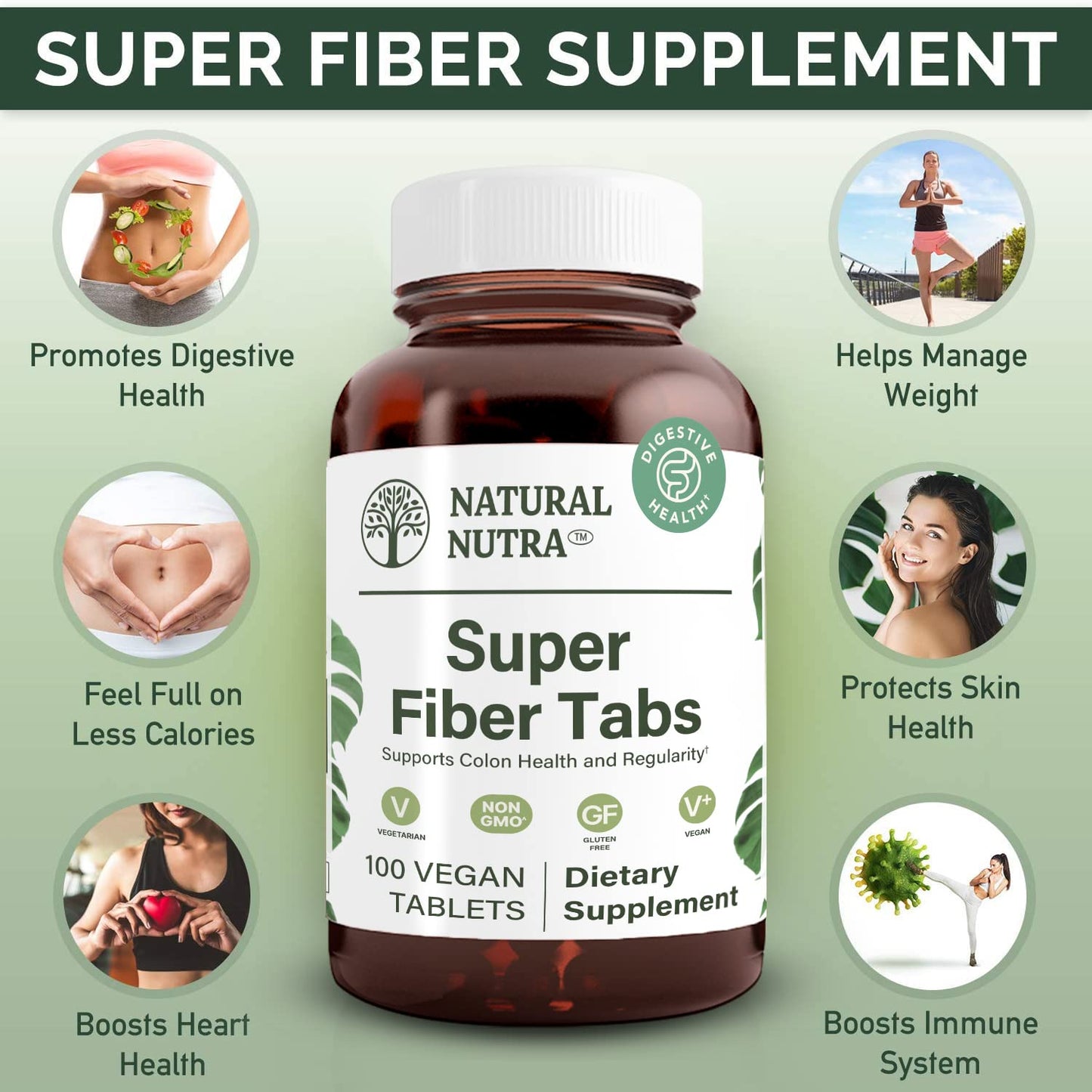 Natural Nutra Super Fiber Supplement Tablets, 100 Count