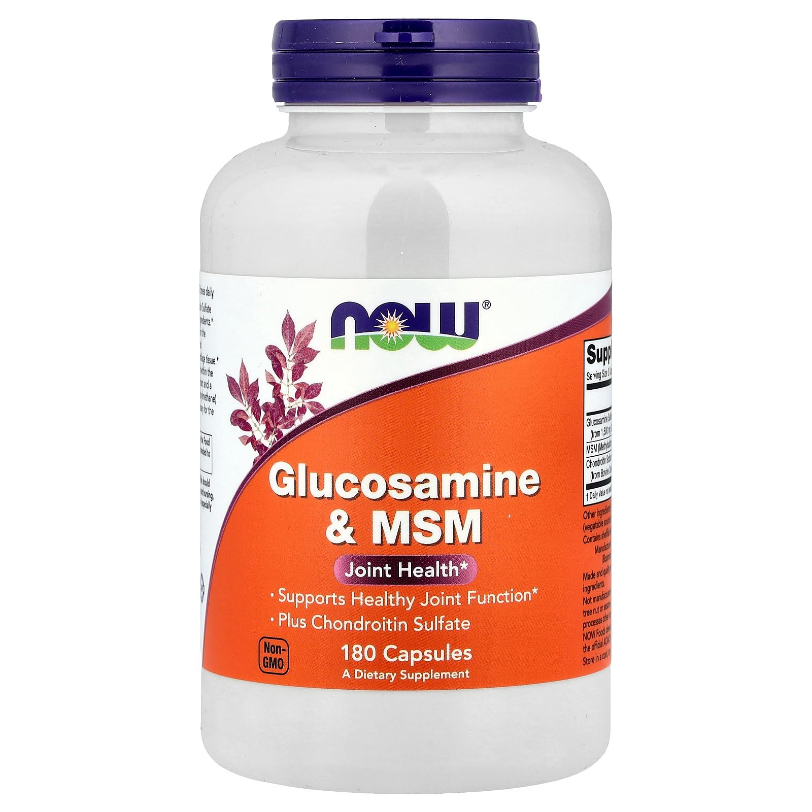 NOW Foods Glucosamine & MSM Joint Health Capsule 180 Count