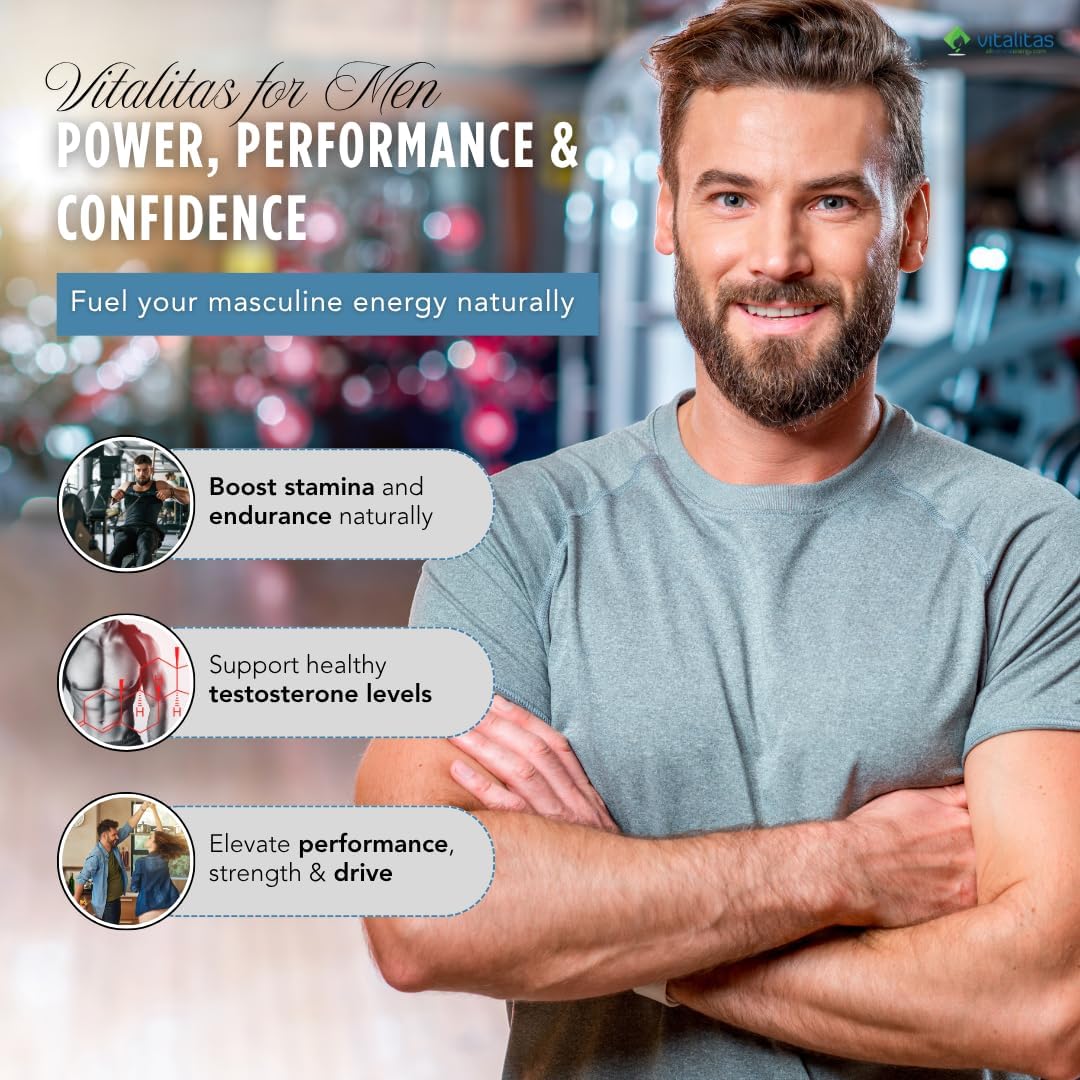 Vitalitas Testosterone Booster for Men, 60 Capsules