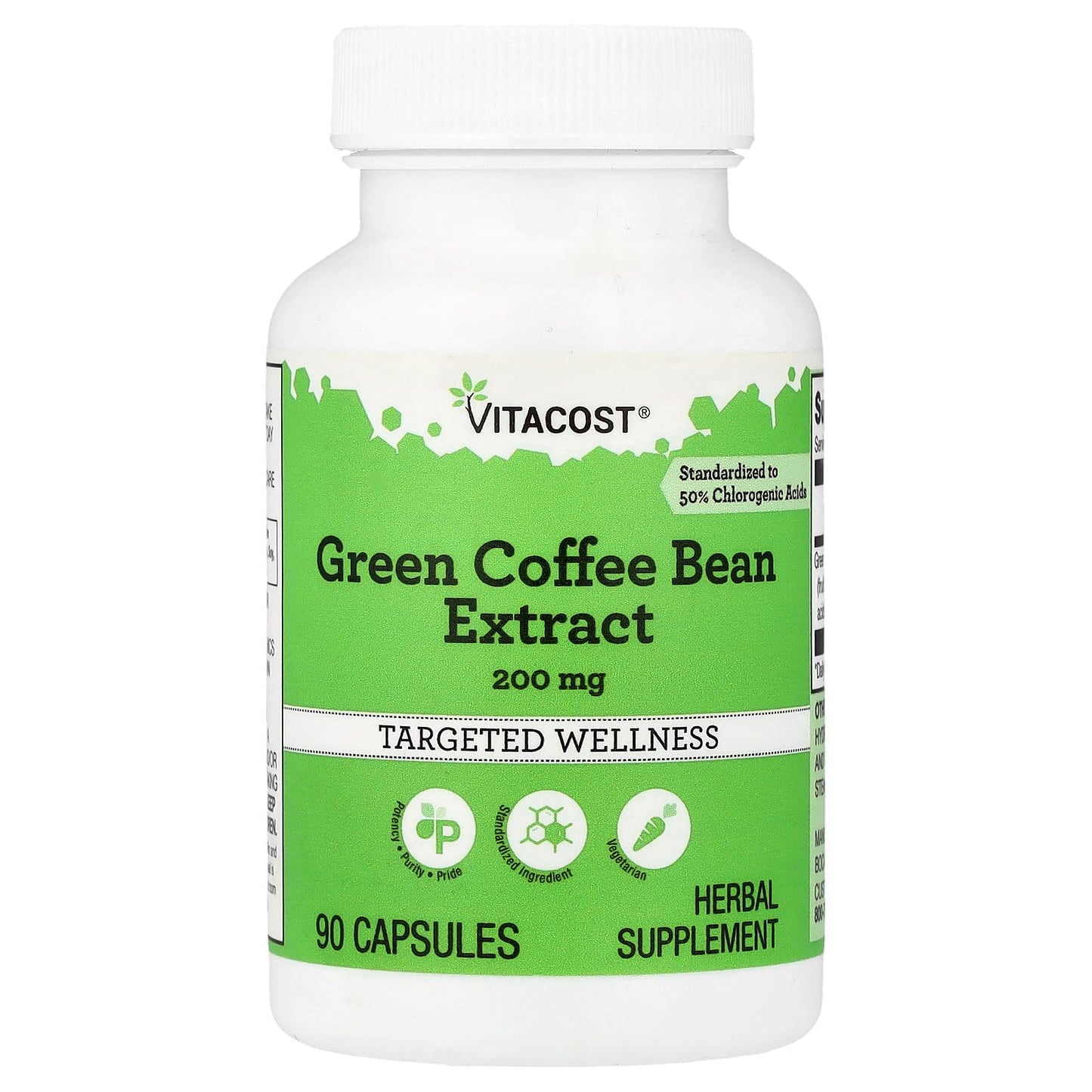 Vitacost Green Coffee Bean Extract 200 mg Capsules, 90 Capsules