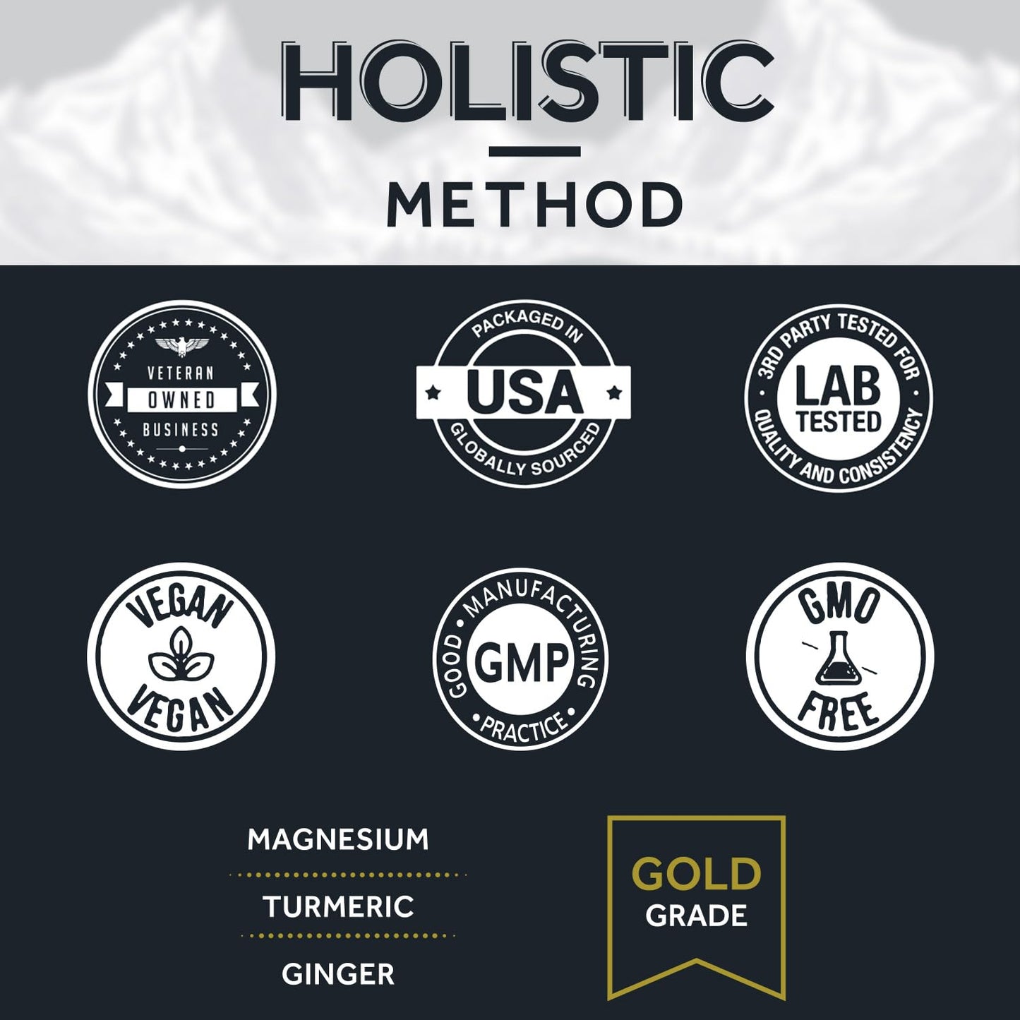 Holistic Method Magnesium Glycinate Capsules with Organic Turmeric and Ginger, 180 Capsules