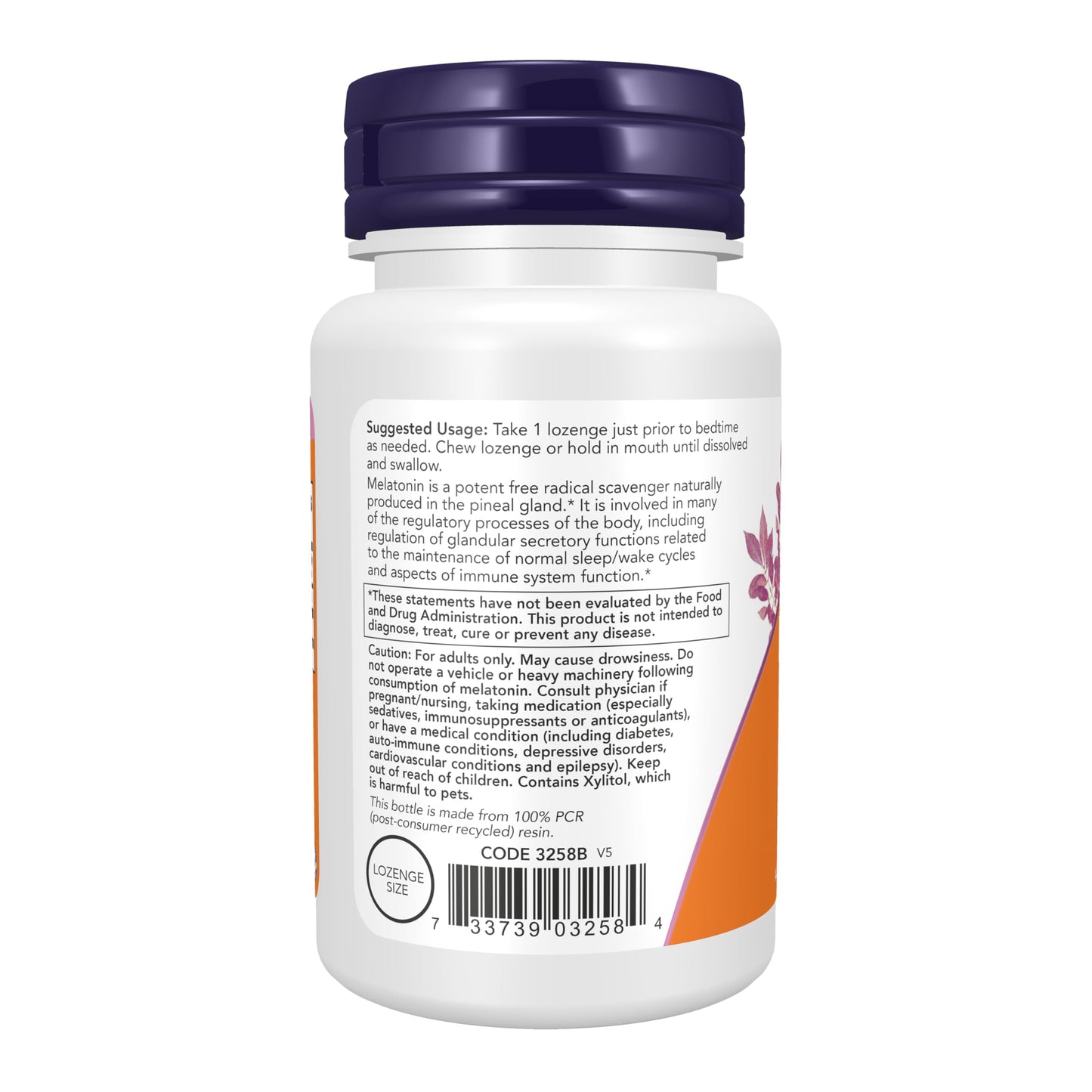 NOW Foods Melatonin 3 mg Chewable, 90 Count
