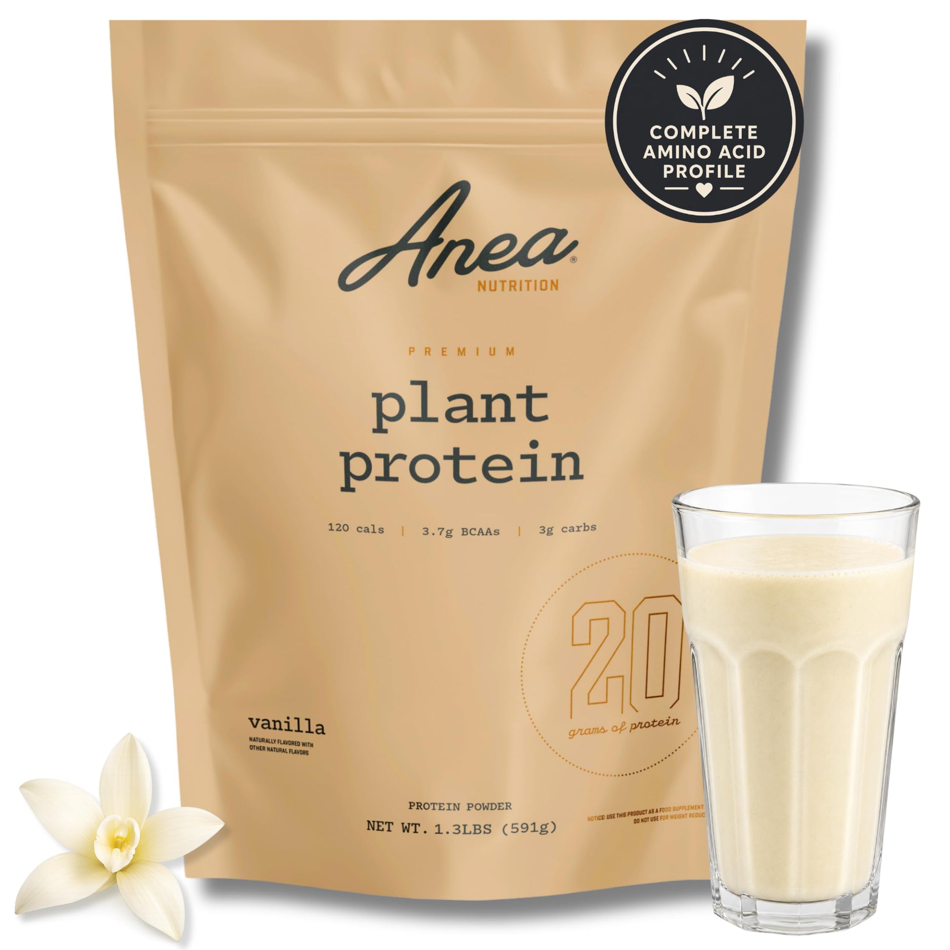 Anea Nutrition Plant Based Protein Powder Vanilla, 20 Servings