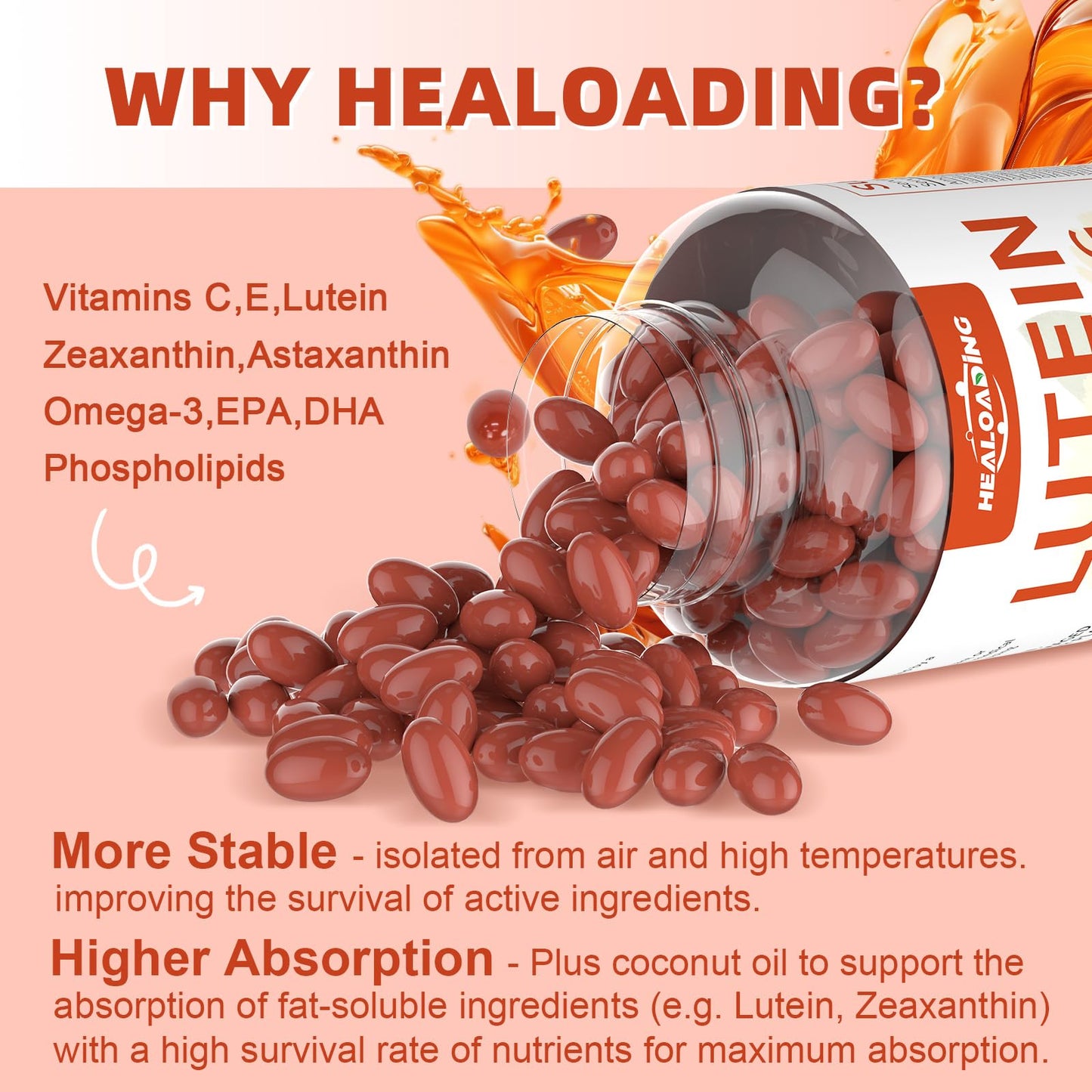 HEALOADING Lutein and Zeaxanthin Supplement Softgels 180 Count