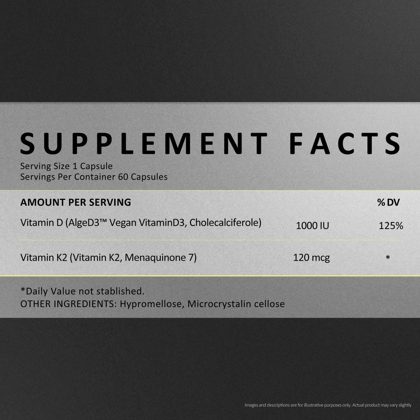 EXUVITAL D3 & K2 Vitamin Supplement Capsule, 60 Capsules