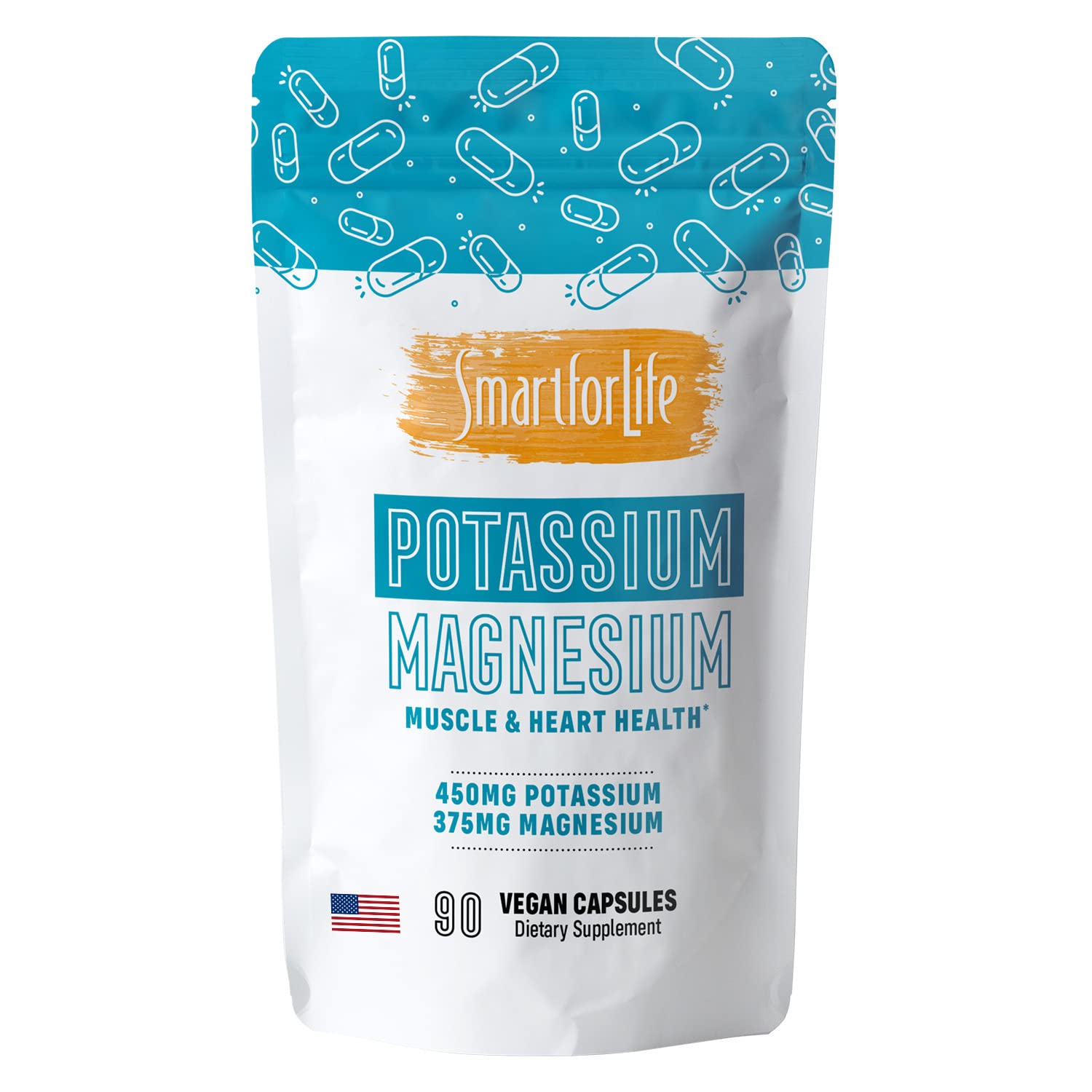 Smart for Life Potassium Magnesium Supplement Capsules, 90 Capsules