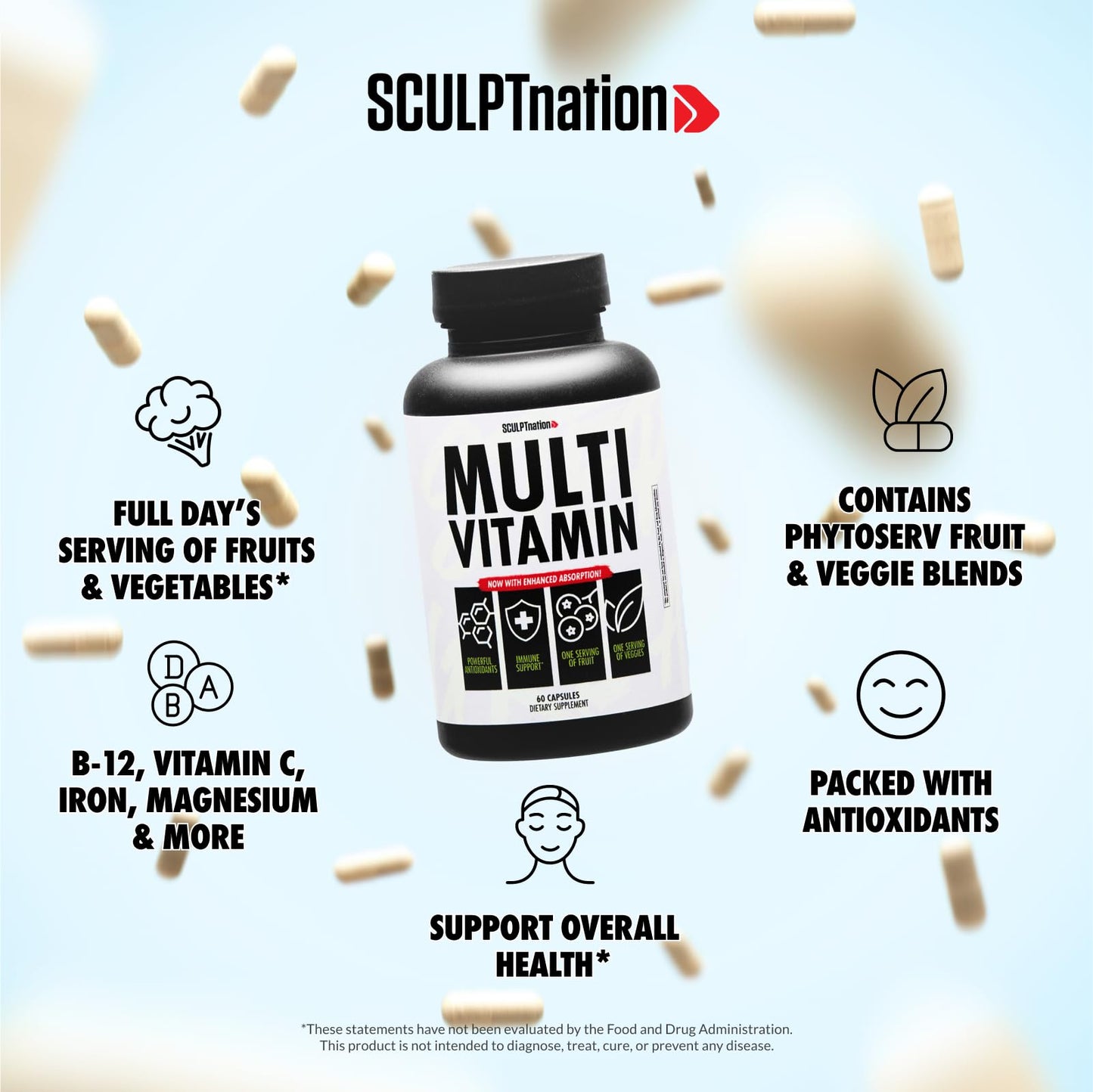 Sculpt Nation Daily Multivitamin for Women and Men, 60 Capsules