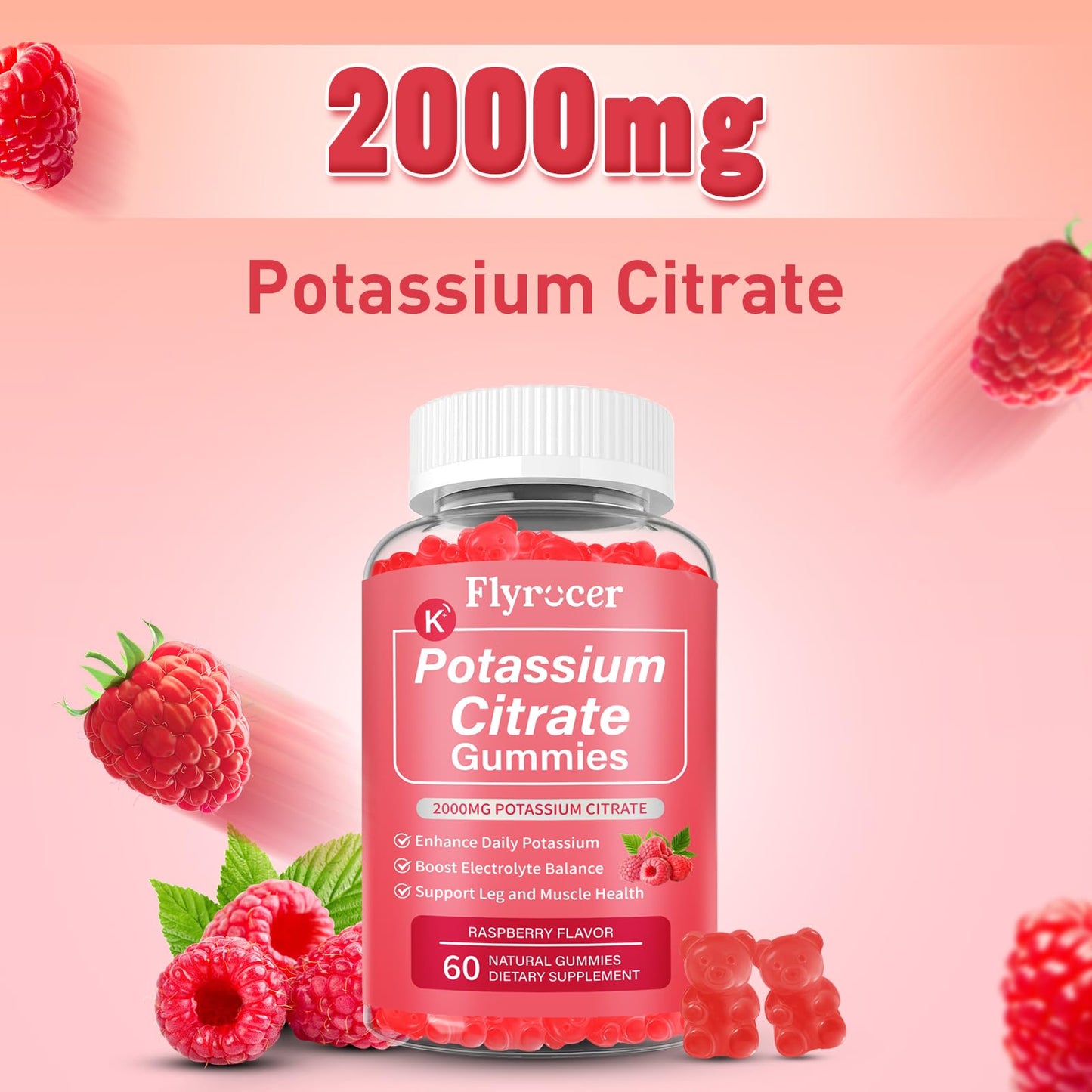 Flyrocer Potassium Citrate Gummies, 120 Count