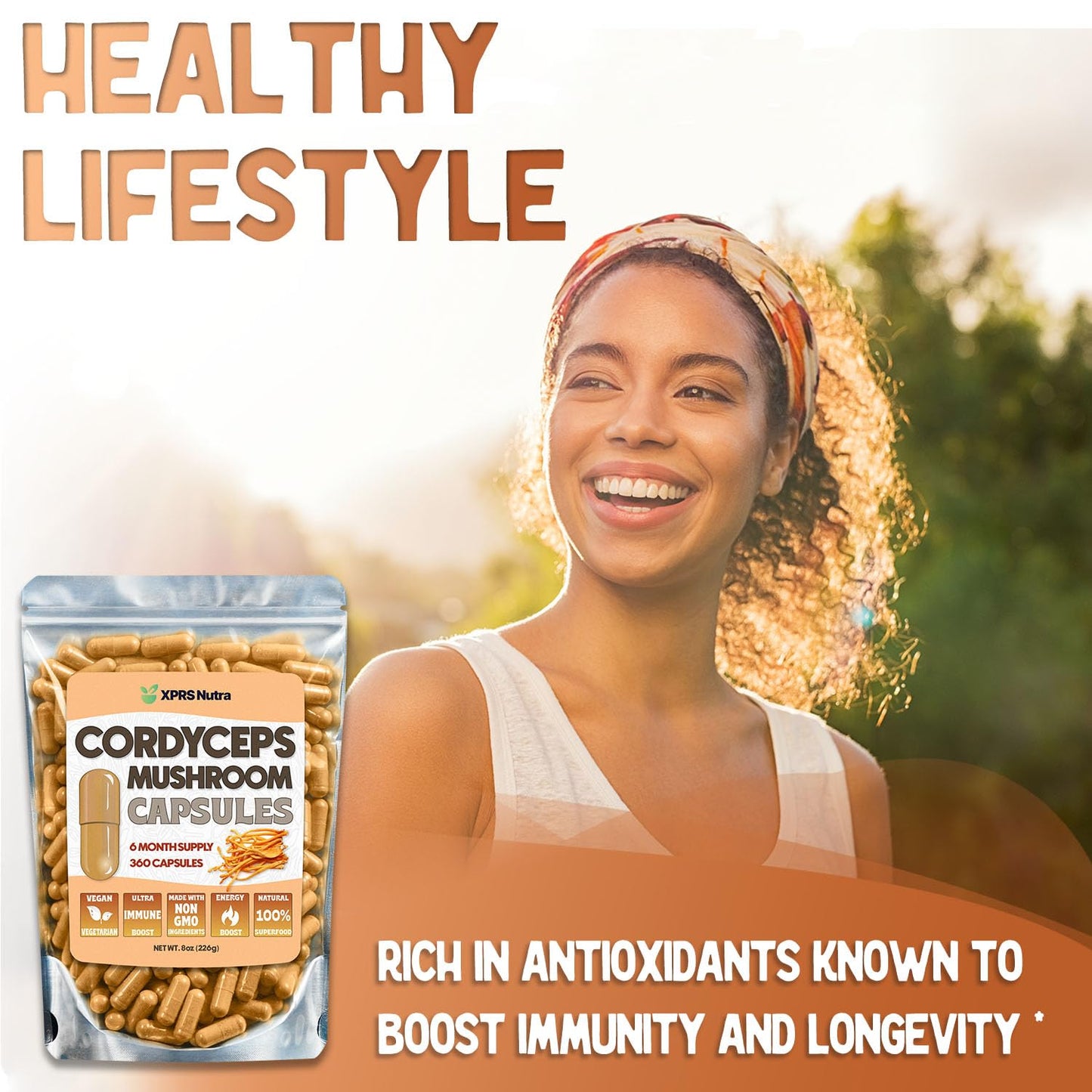 XPRS Nutra Cordyceps Mushroom Powder Capsules 360 Count