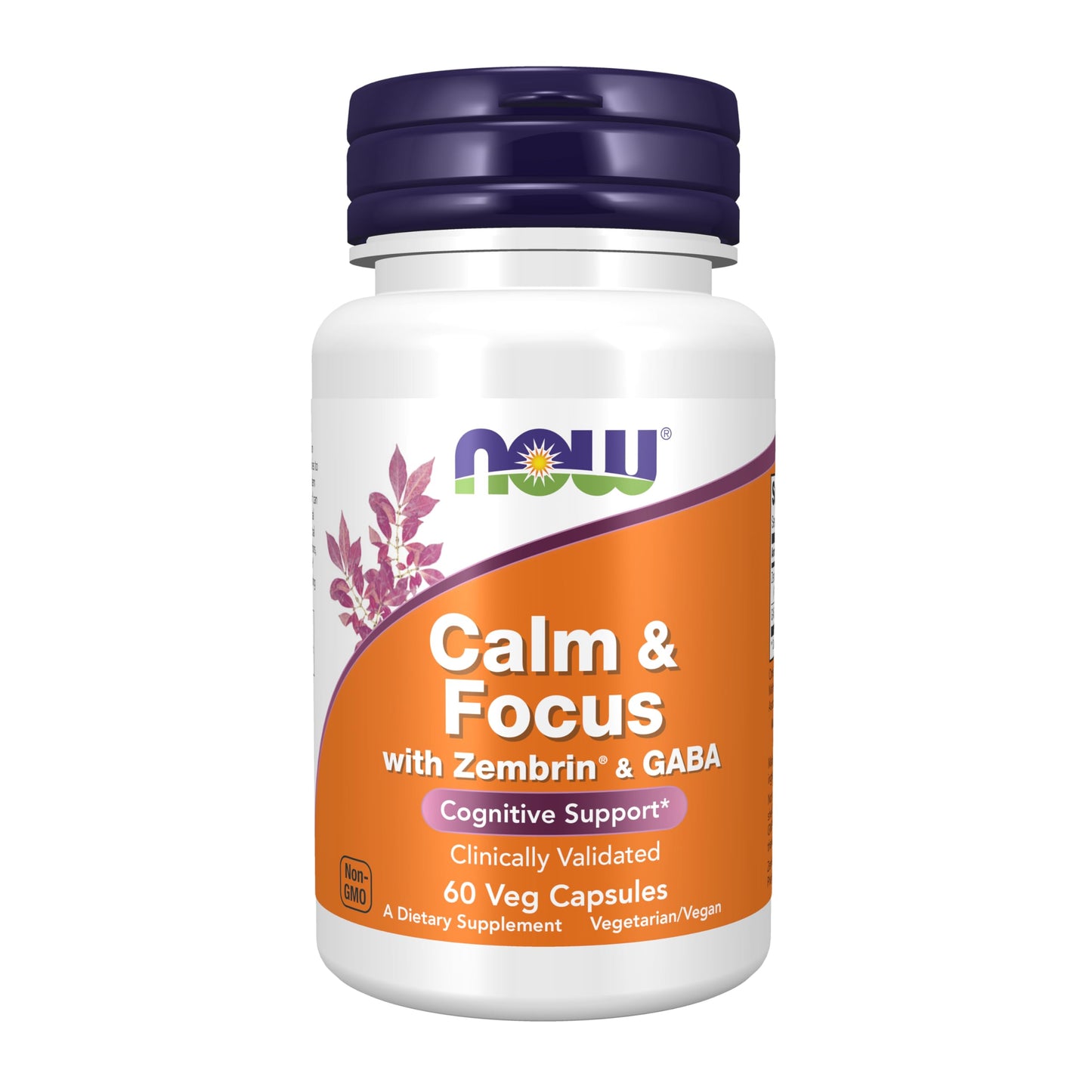 NOW Foods Calm & Focus with Zembrin® & GABA, Cognitive Support*, Clinically Validated, 60 Veg Capsules