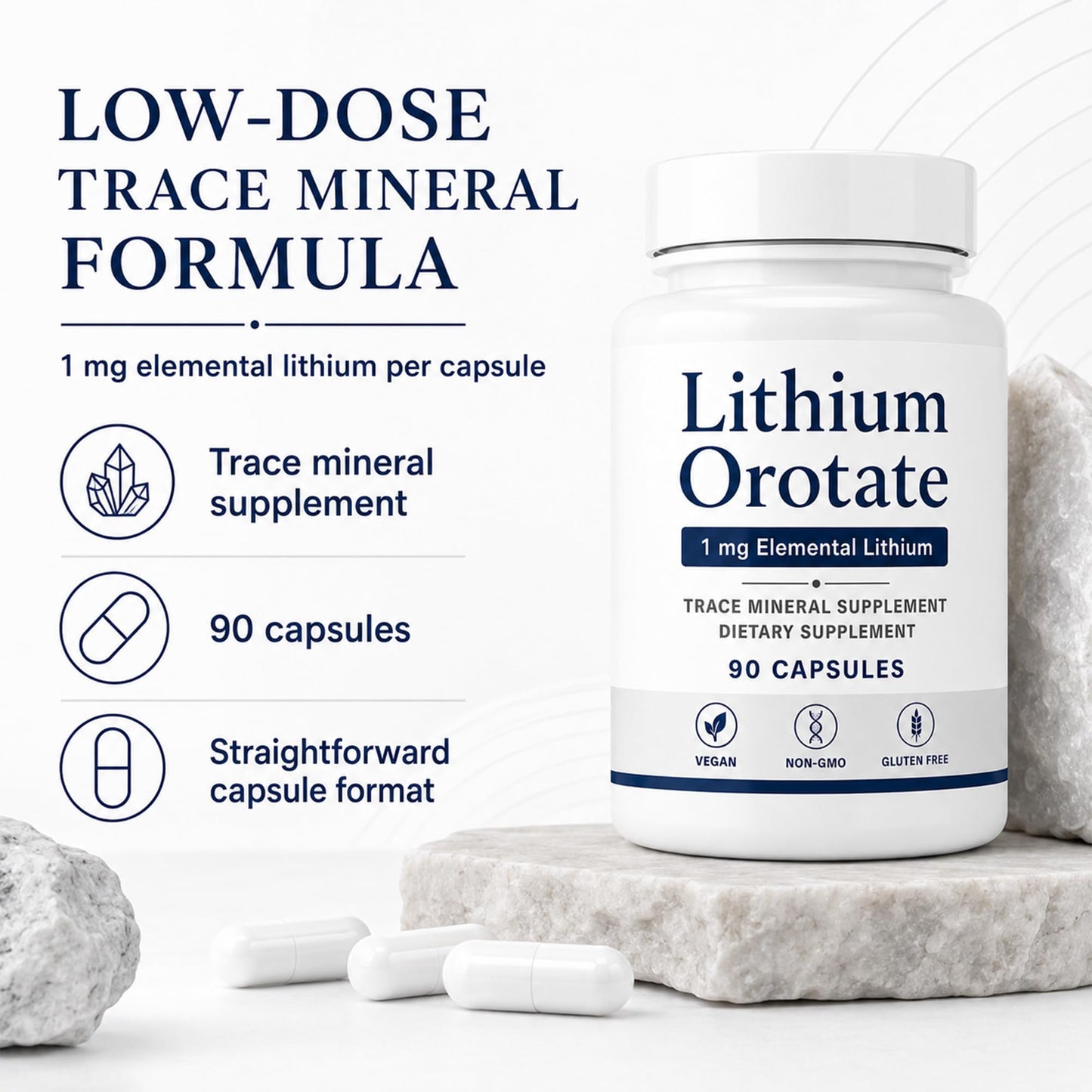 Hydroliv Lithium Orotate 1mg Capsule, 90 Count