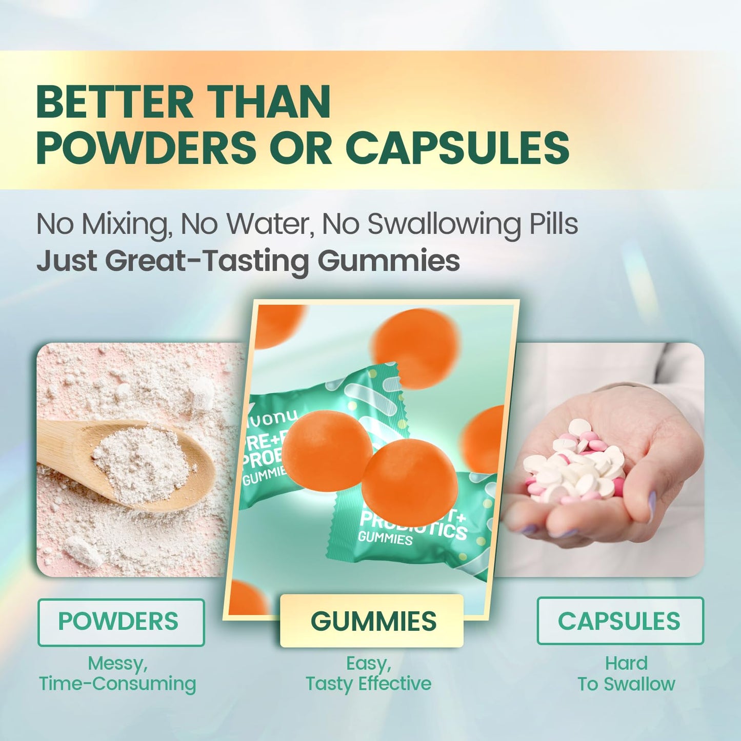 VivoNu Probiotics for Digestive Health Gummies, 2 Billion CFU Probiotic with Zinc, Magnesium and Vitamin D3, Non-GMO, 60 Gummies