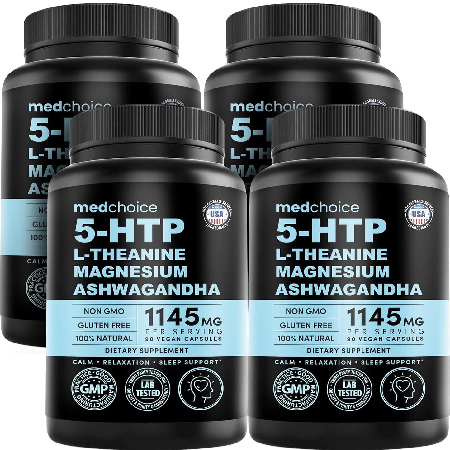 MEDCHOICE 15-in-1 Mood Support Supplement 5-HTP Capsules, 200mg, with L-Theanine, Magnesium, Ashwagandha, GABA, St. John's Wort and L-Tryptophan, 360 Capsules