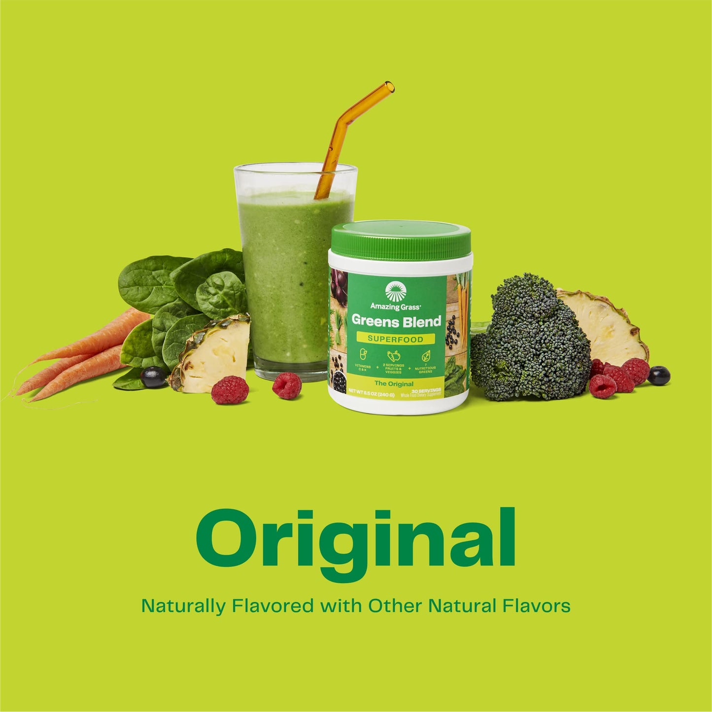 Amazing Grass Greens Blend Superfood Greens Powder – 30 Servings (Pack of 2)