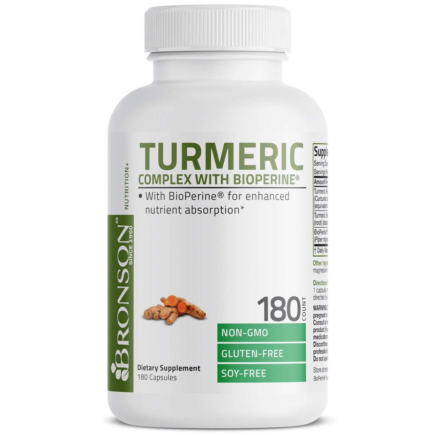 Bronson Turmeric Curcumin with BioPerine Capsules, 180 Count