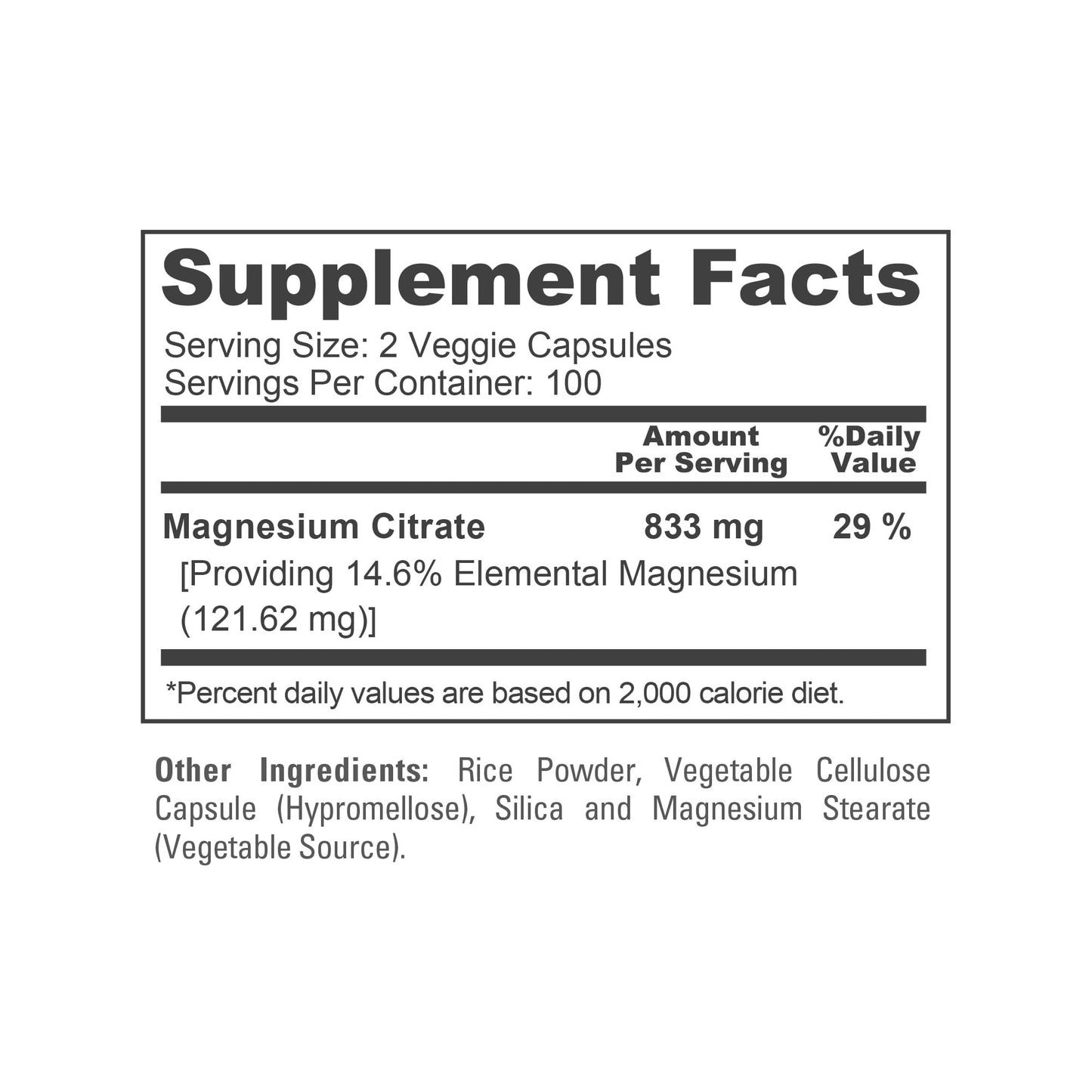 NusaPure Magnesium Citrate 833mg Capsule, 200 Count