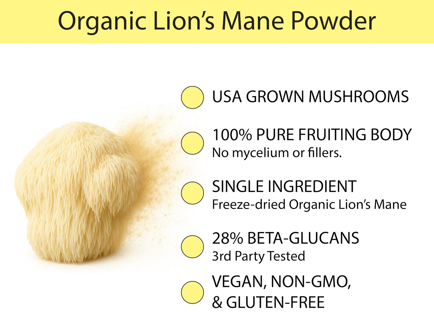 KOYAH Lion's Mane Mushroom Powder, 2.82 oz