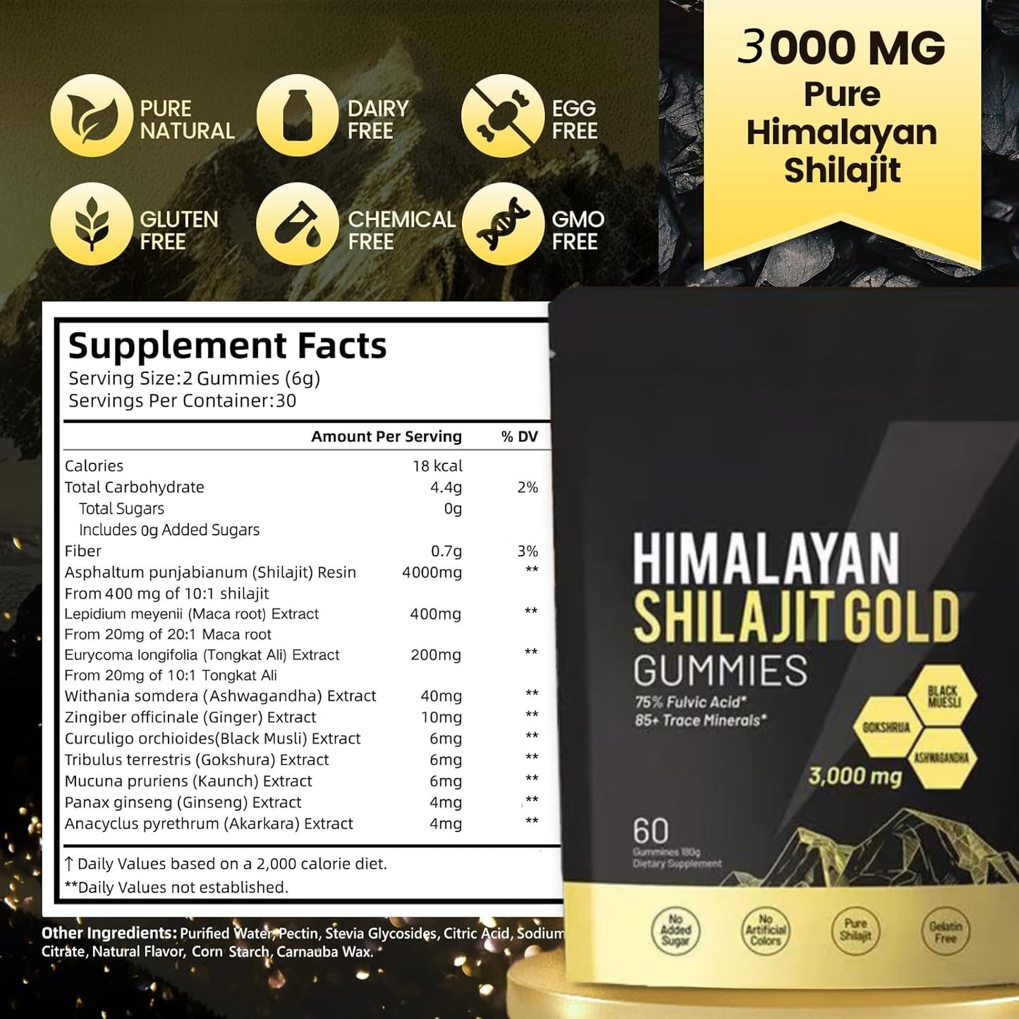Yeloart Shilajit Gummies 60 Count