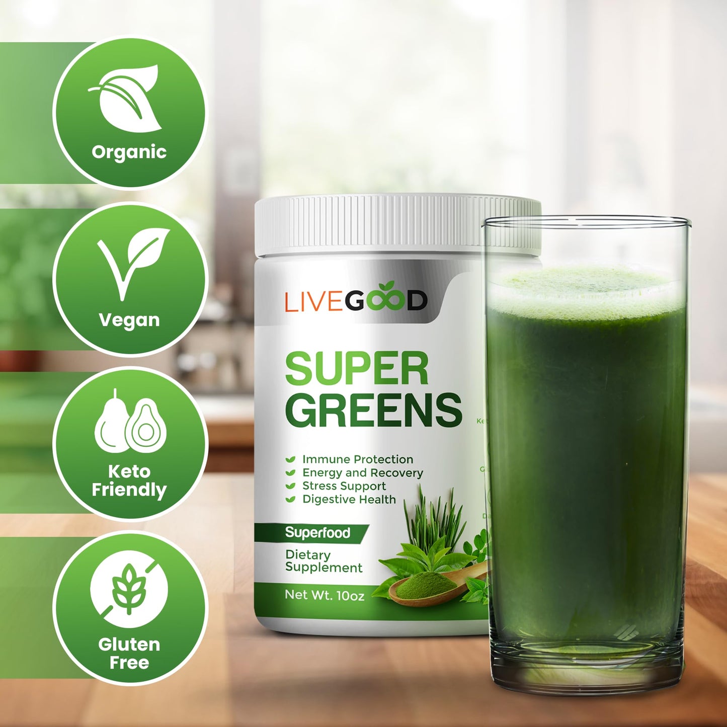 LIVEGOOD Organic Super Greens & Super Reds Bundle Powder 14.4