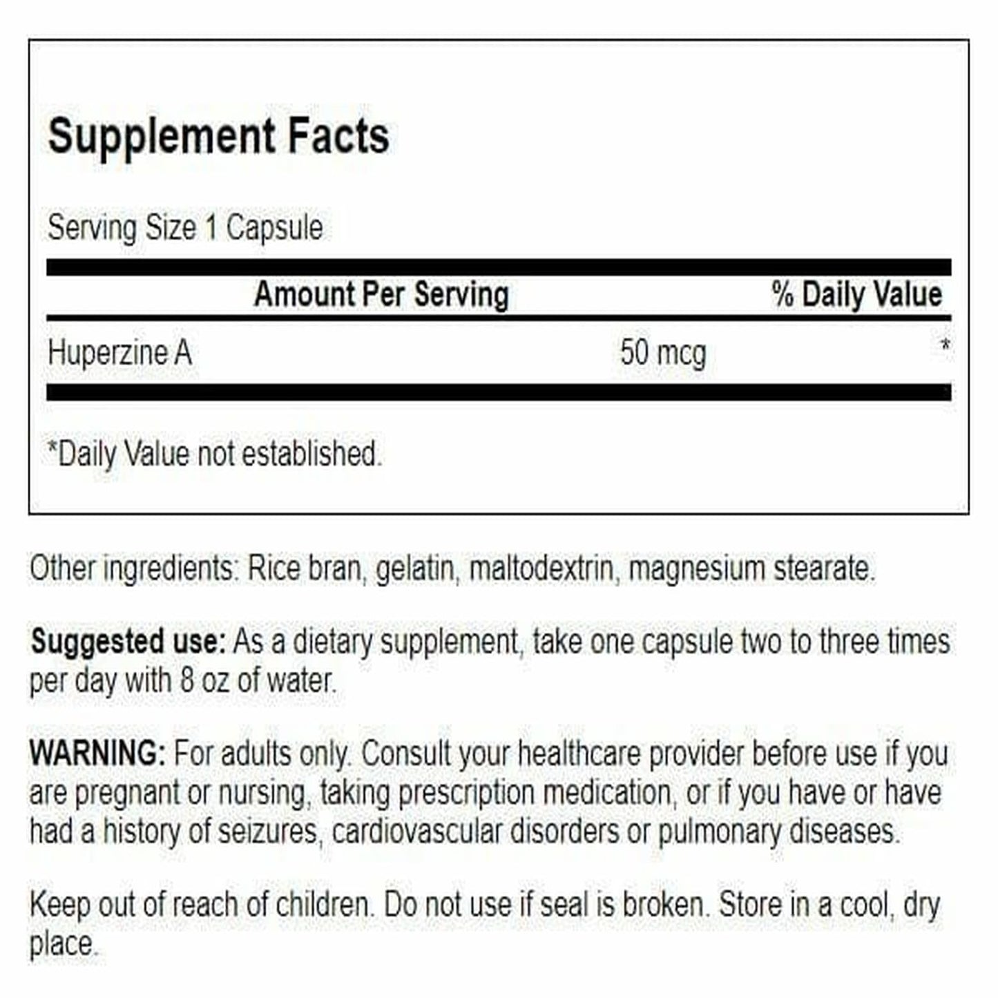 Swanson Huperzine A 50 mcg Capsules, 60 Count