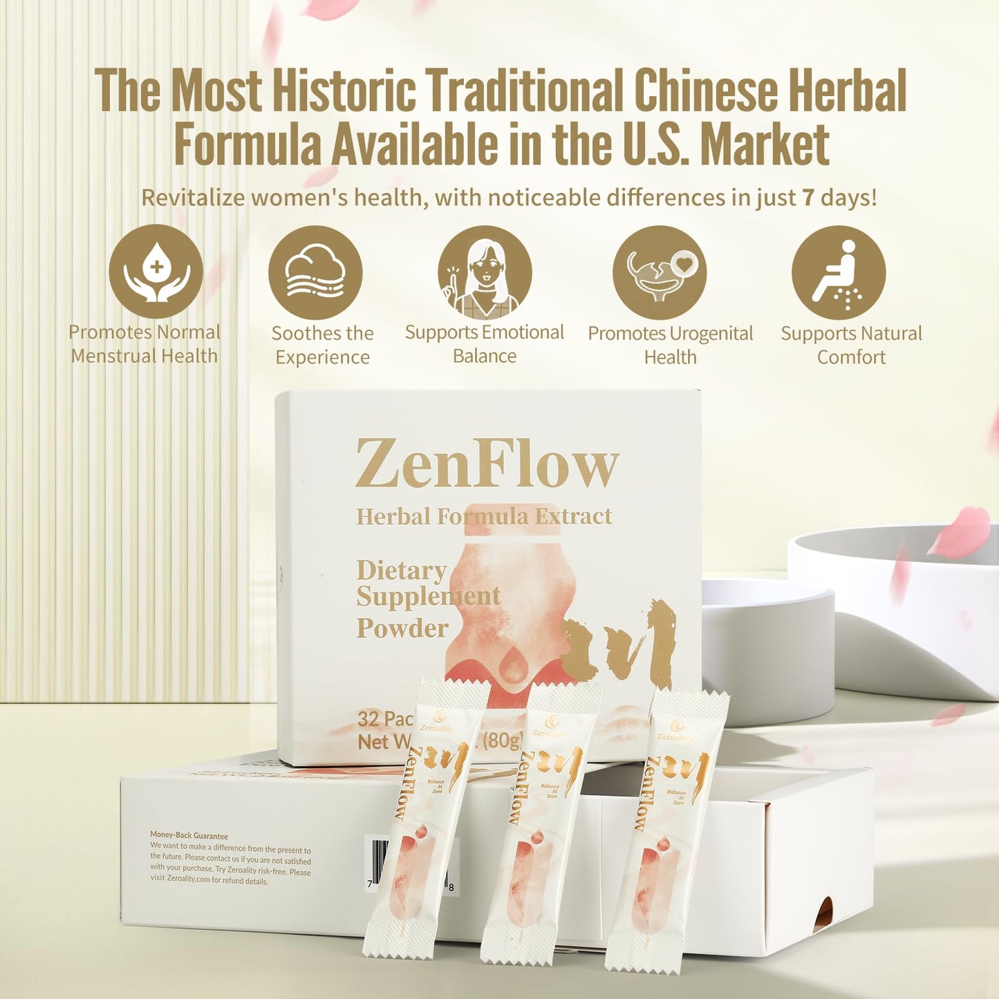 Zeroality ZenFlow PMS and Menstrual Support Supplement, Powder, 11.2 oz