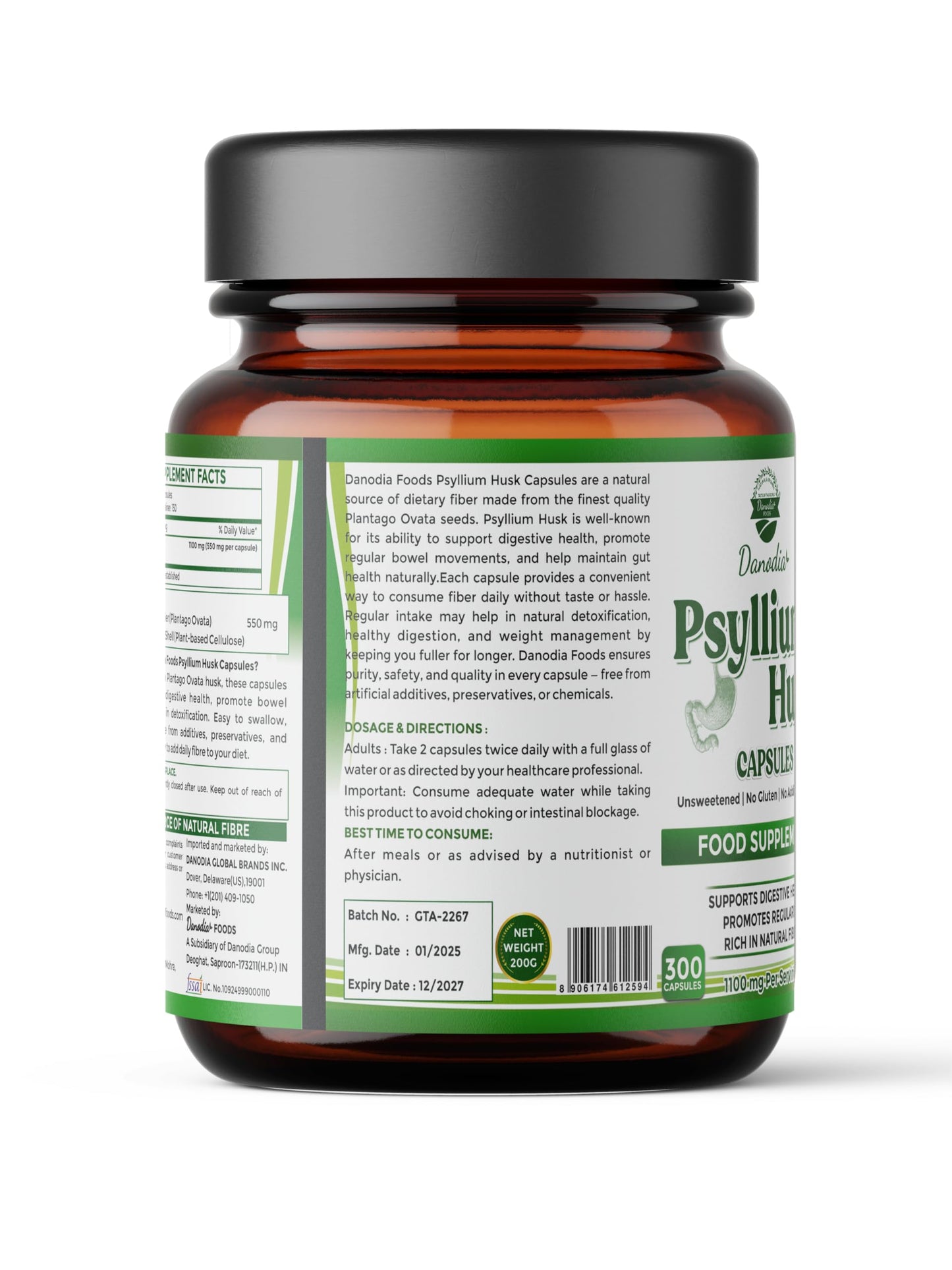 Danodia Foods Psyllium Husk Capsules 300 Count