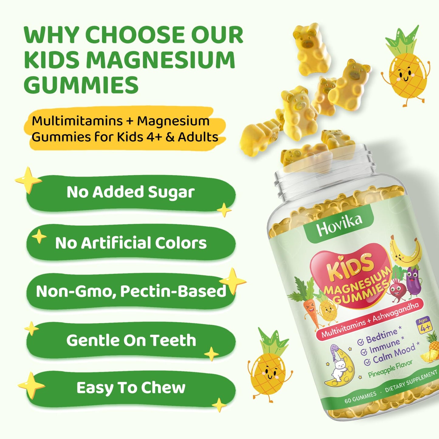 Hovika Kids Magnesium Glycinate Gummies, 60 Count