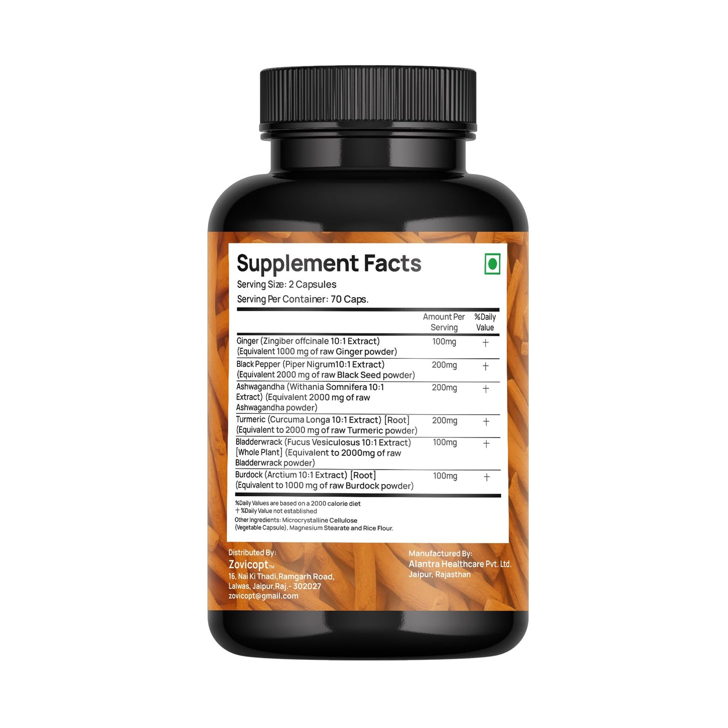 Zovicopt Ashwagandha Supplement Capsule 70 Count