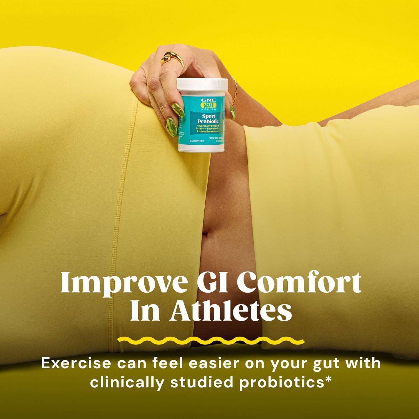 GNC Sport Probiotic 25 Billion CFU, Clinically Studied Strains and Enzymes, GI Comfort for Athletics, 30 Capsules
