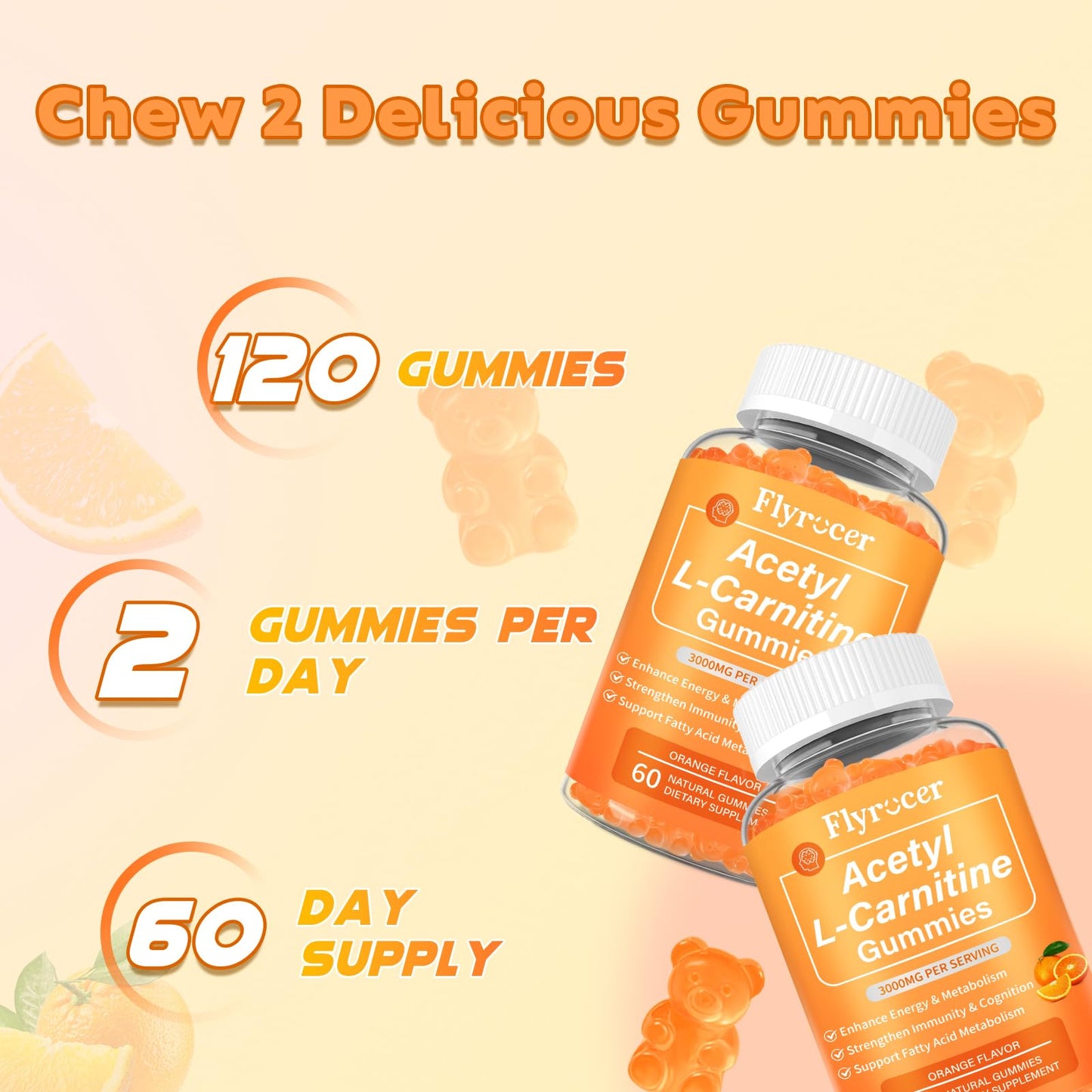 Flyrocer Acetyl L-Carnitine Gummies 120 Count